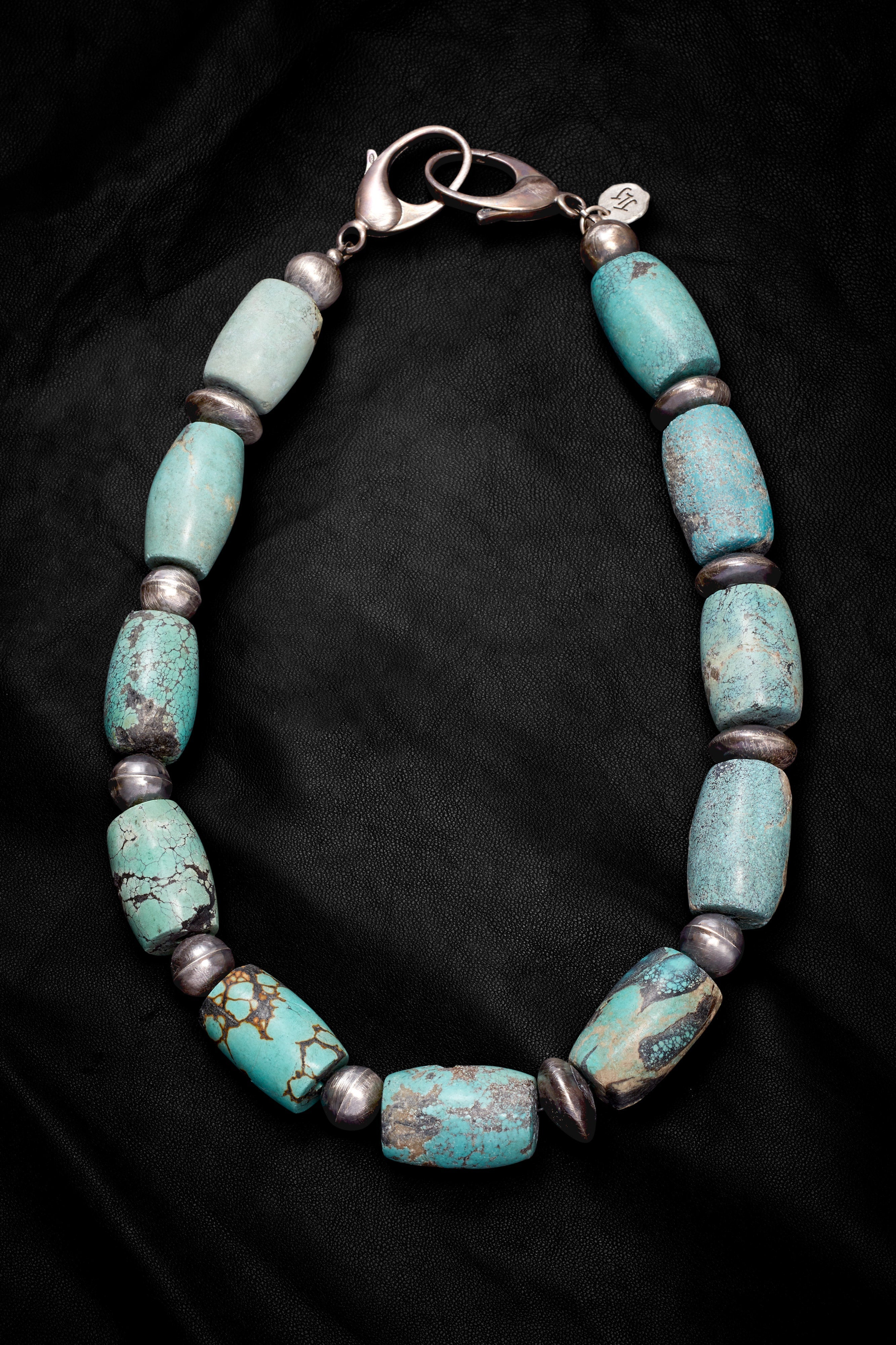 RUGGED TURQUOISE LARGE BARREL NECKLACE