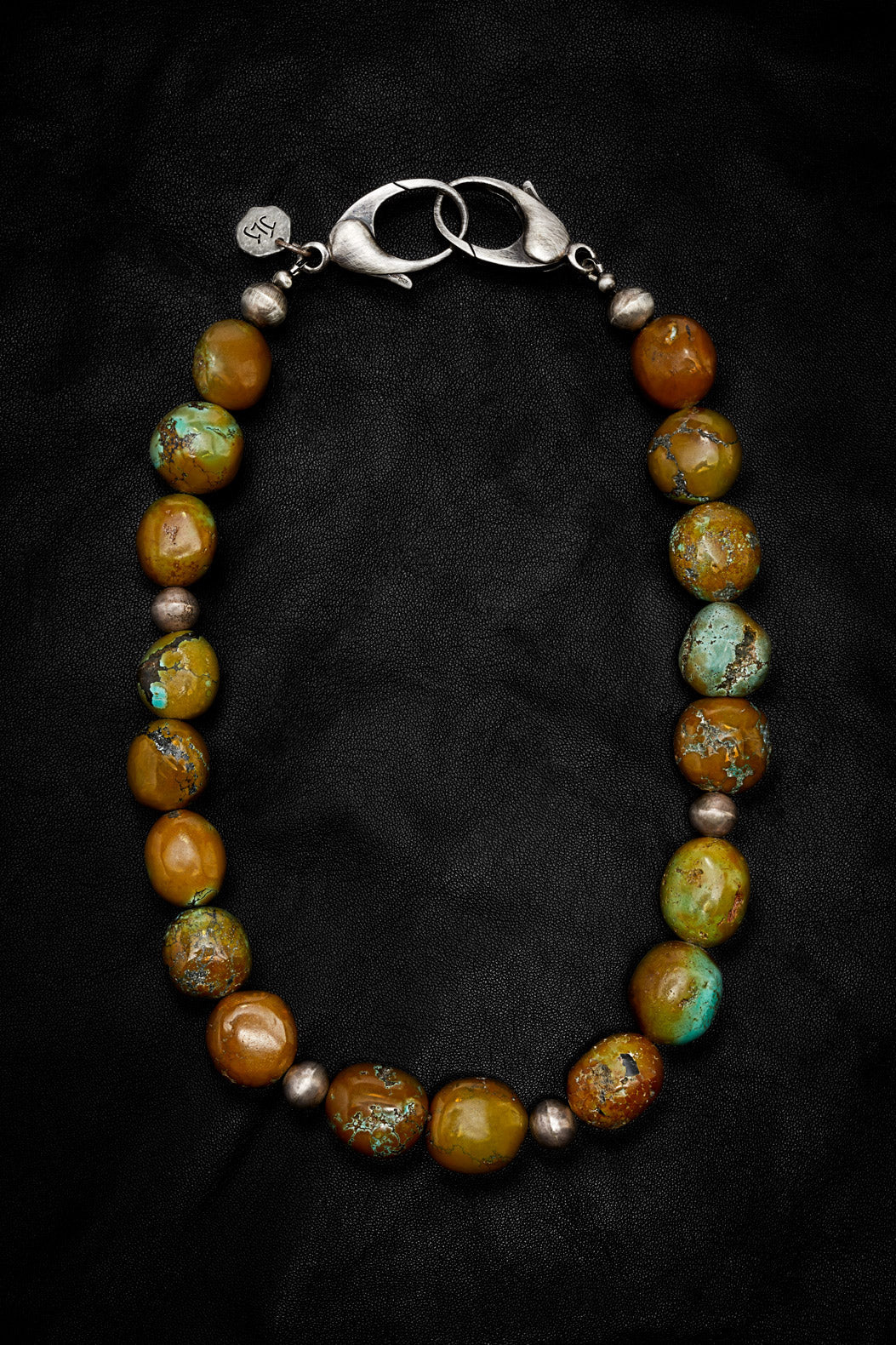 ELECTRIC TURQUOISE-BROWN AND OLIVE NECKLACE