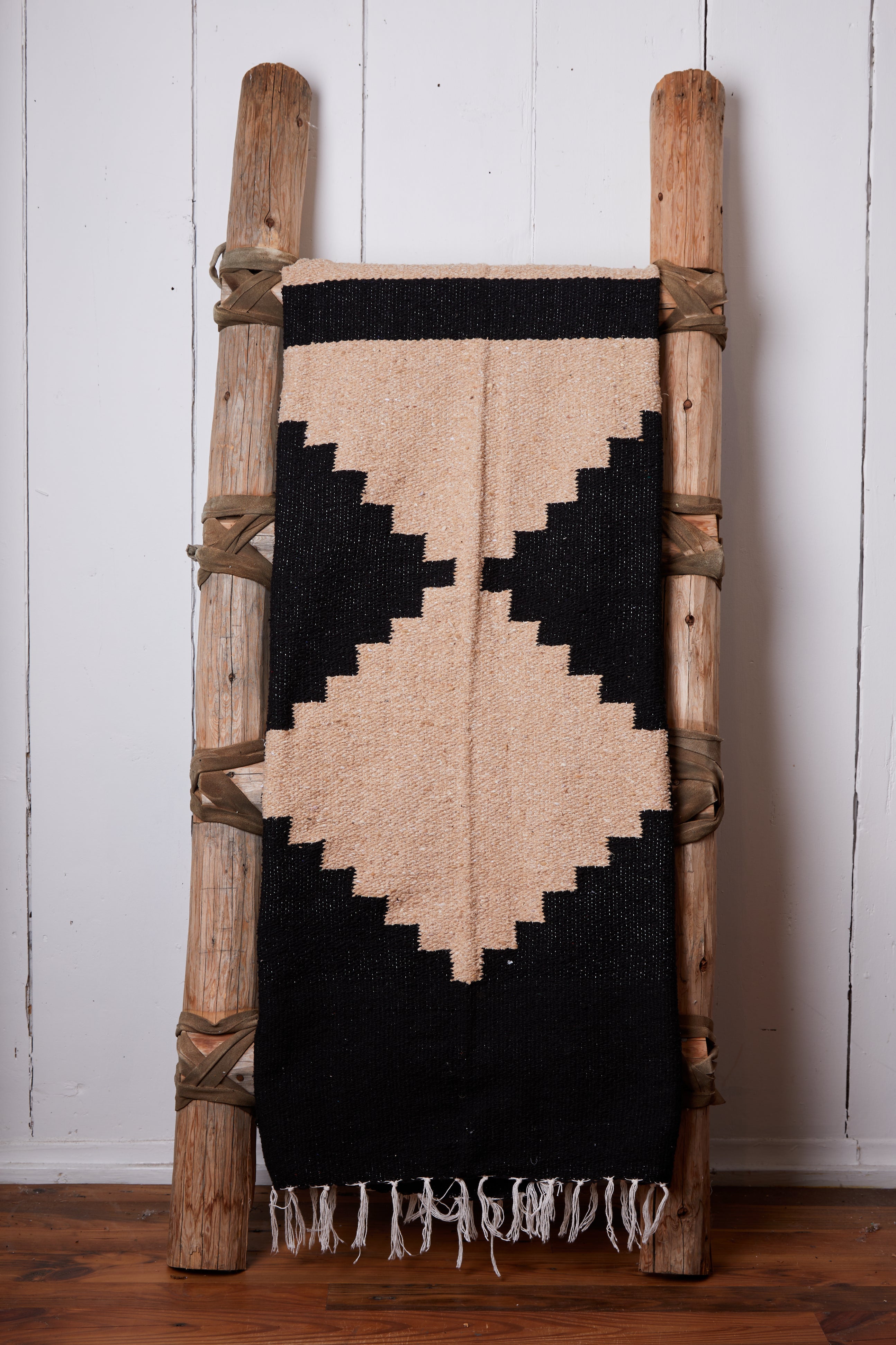 ADOBE BLACK AND TAN HANDWOVEN BLANKET