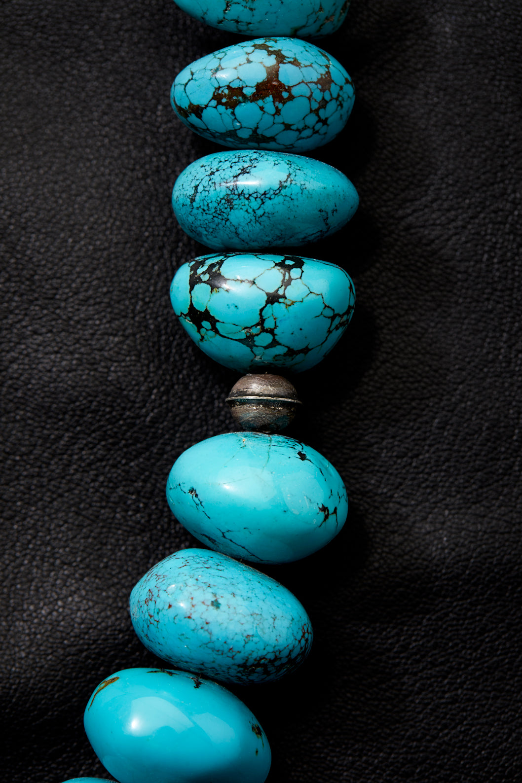 LONG AND LARGE BLUE TURQUOISE RONDELLE NECKLACE