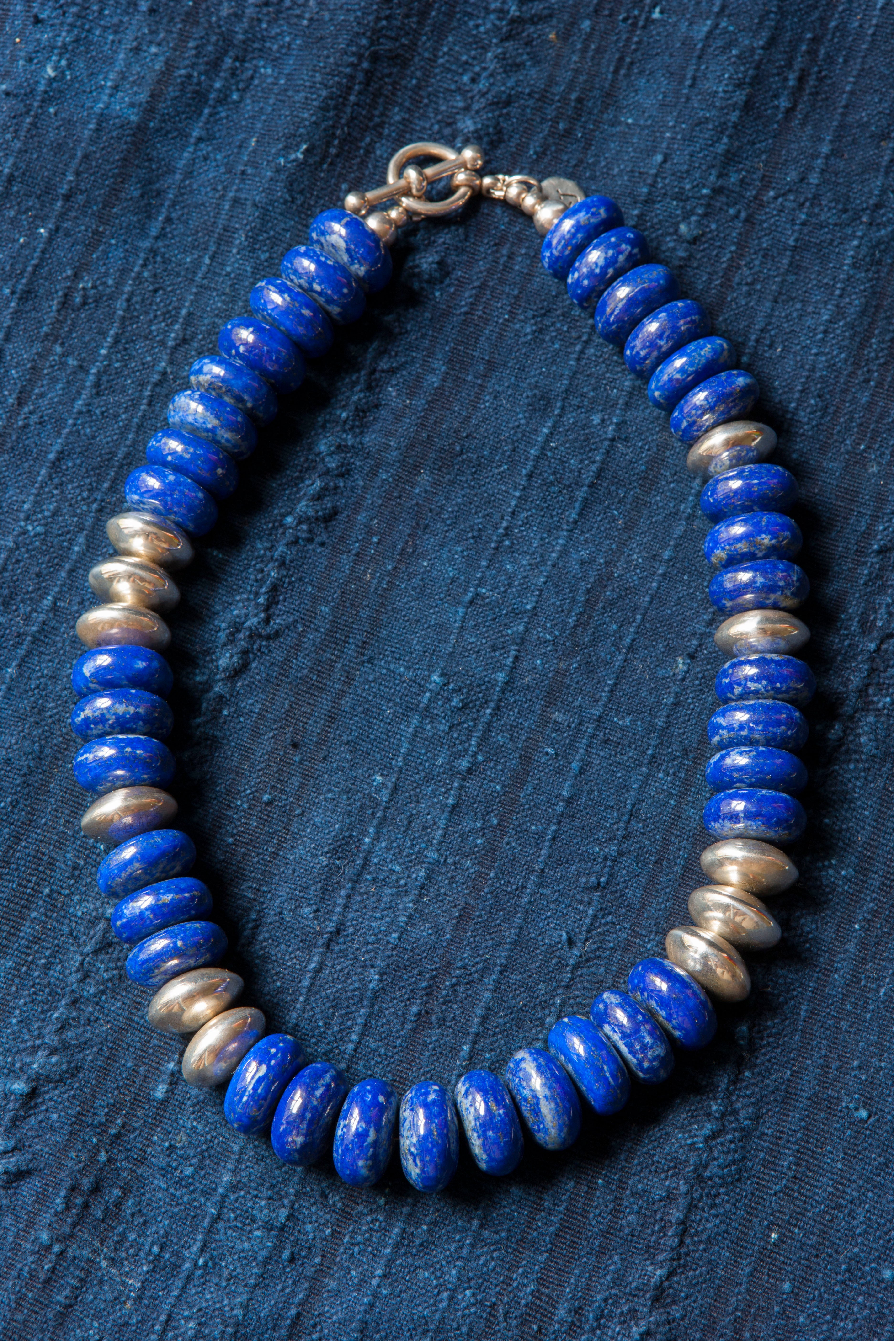 SPONGEWARE BLUE LAPIS AND STERLING SILVER NECKLACE