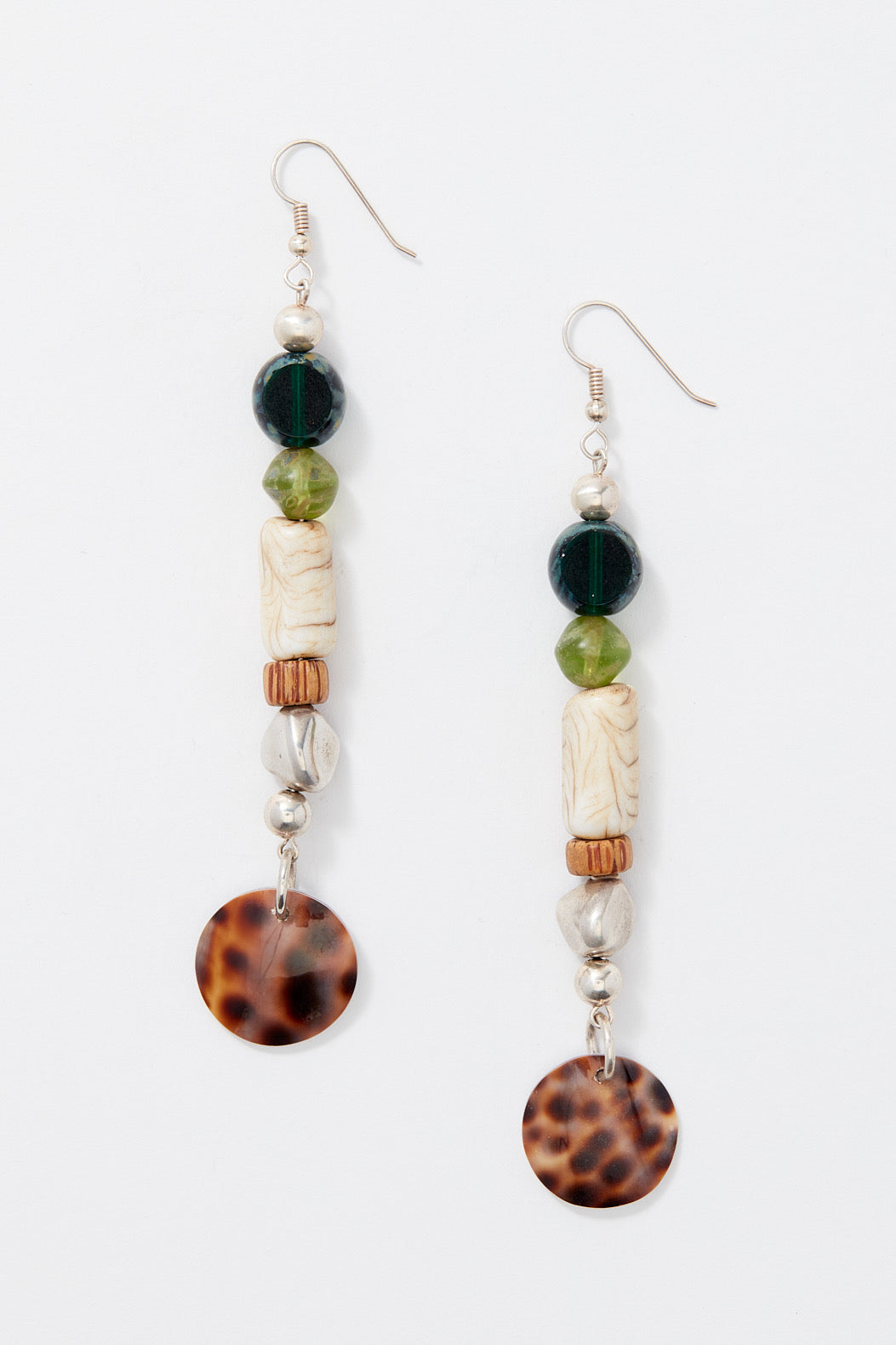GREEN AND BROWN DUNE SHELL EARRINGS