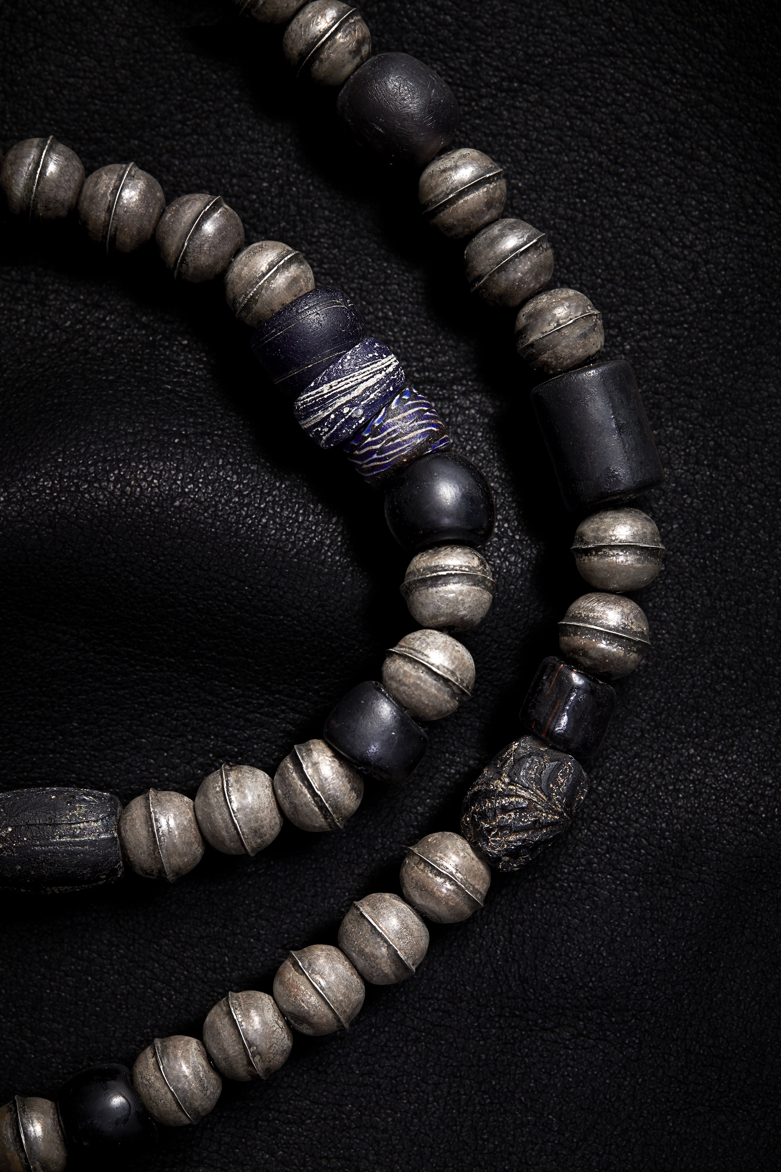OXIDIZED STERLING DILVER SND BLACK VINTAGE NAJA NECKLACE