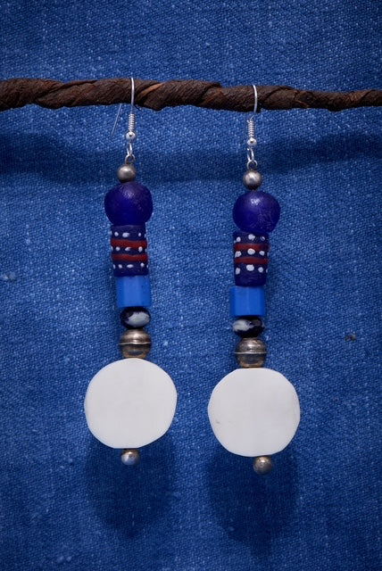 CAMPFIRE BLUE RED AND WHITE EARRINGS