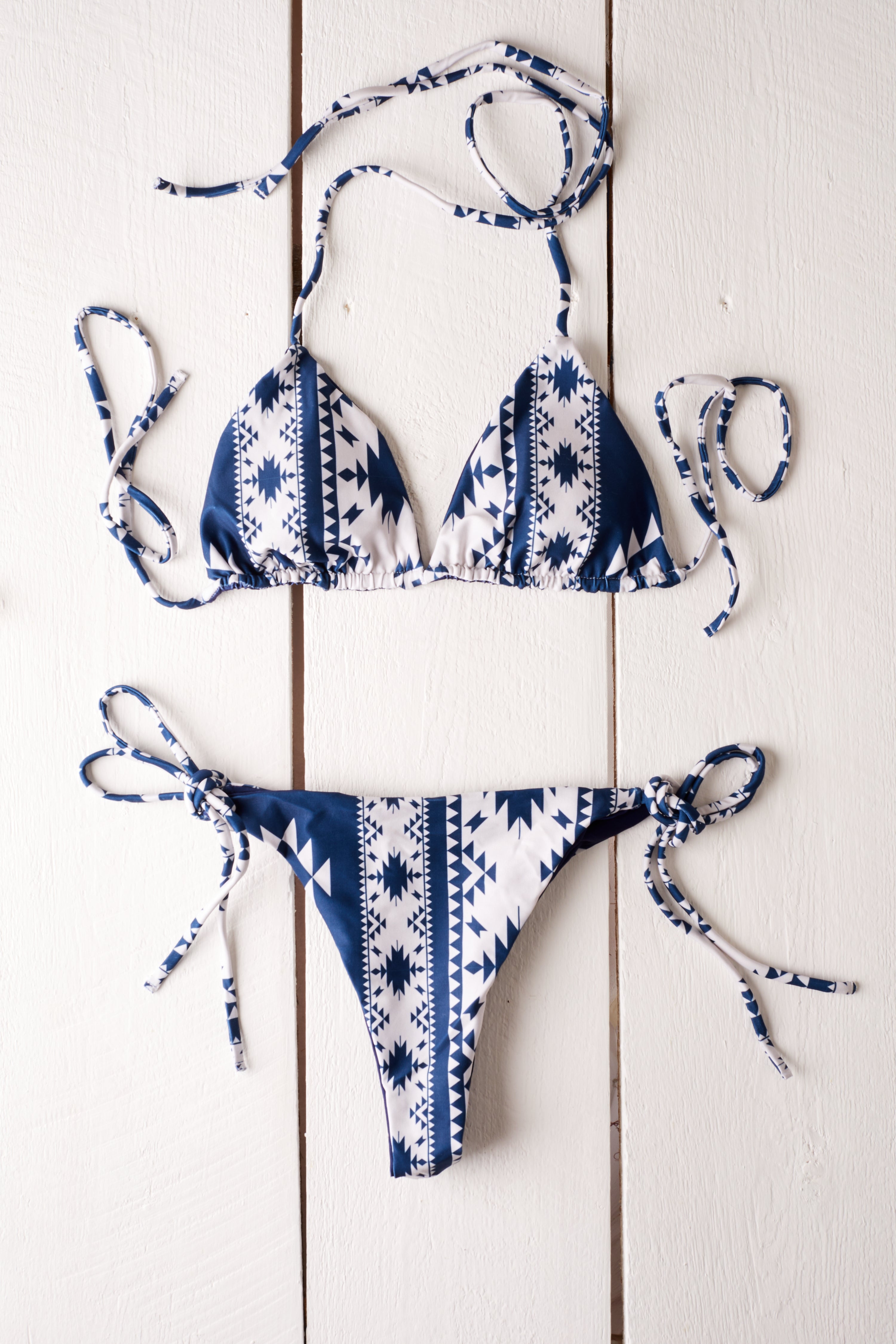 NAVY AND WHITE COASTAL COWGIRL STRING BIKINI