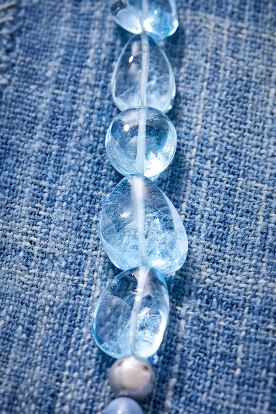 Luminous Blue Topaz and Denim Opal Necklace