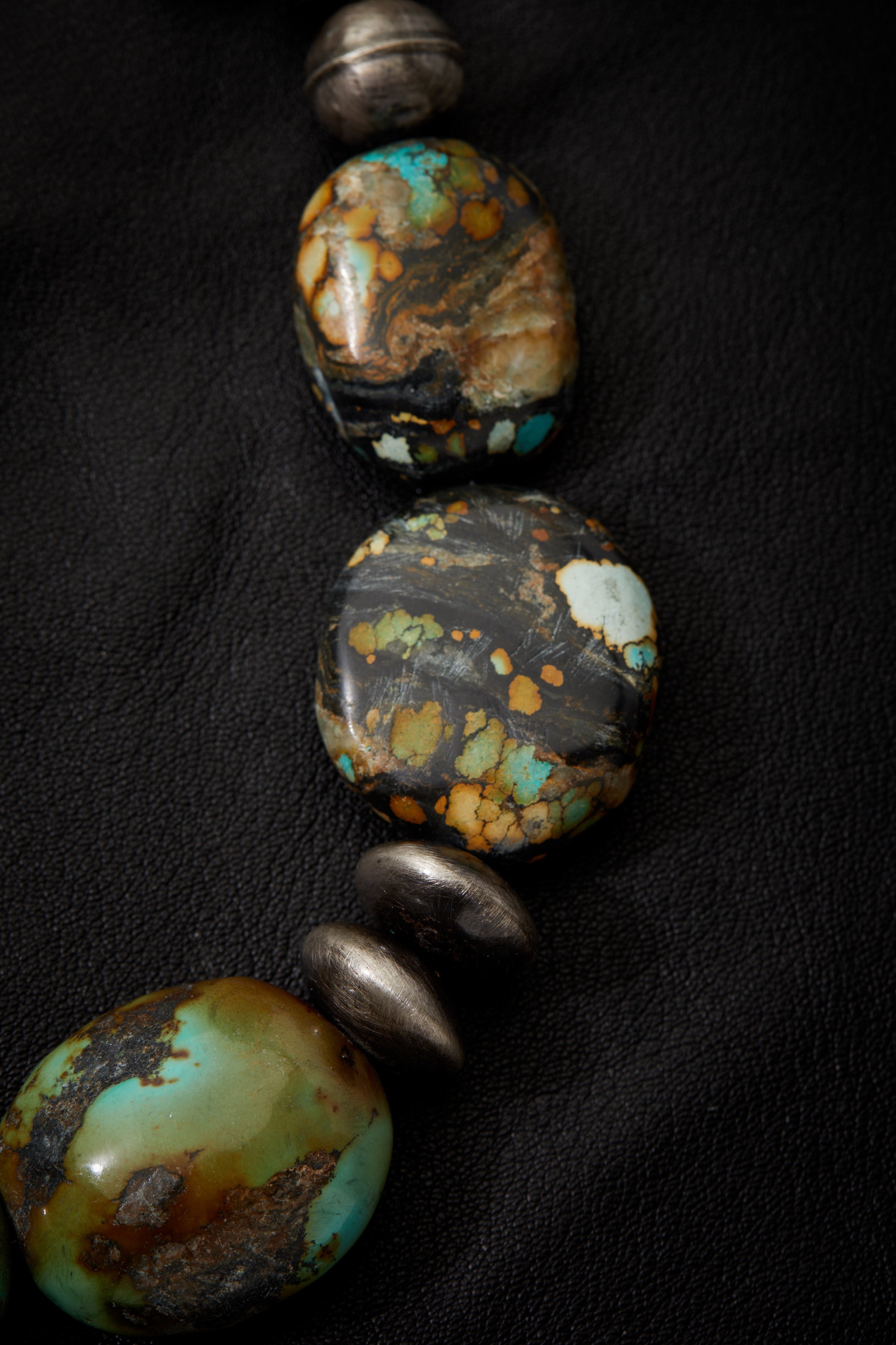 UNIQUE TURQUOISE AND OXIDIZED STERLING SILVER NECKLACE