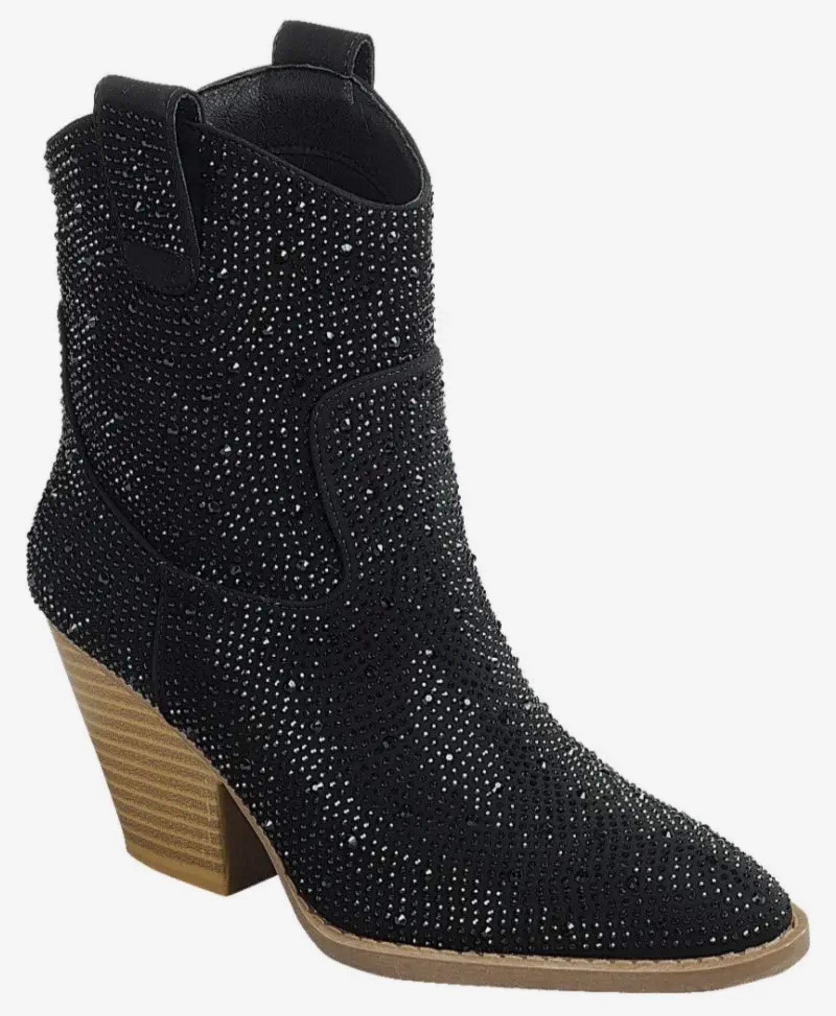 BLACK SPARKLE SHORT COWBOY BOOTS
