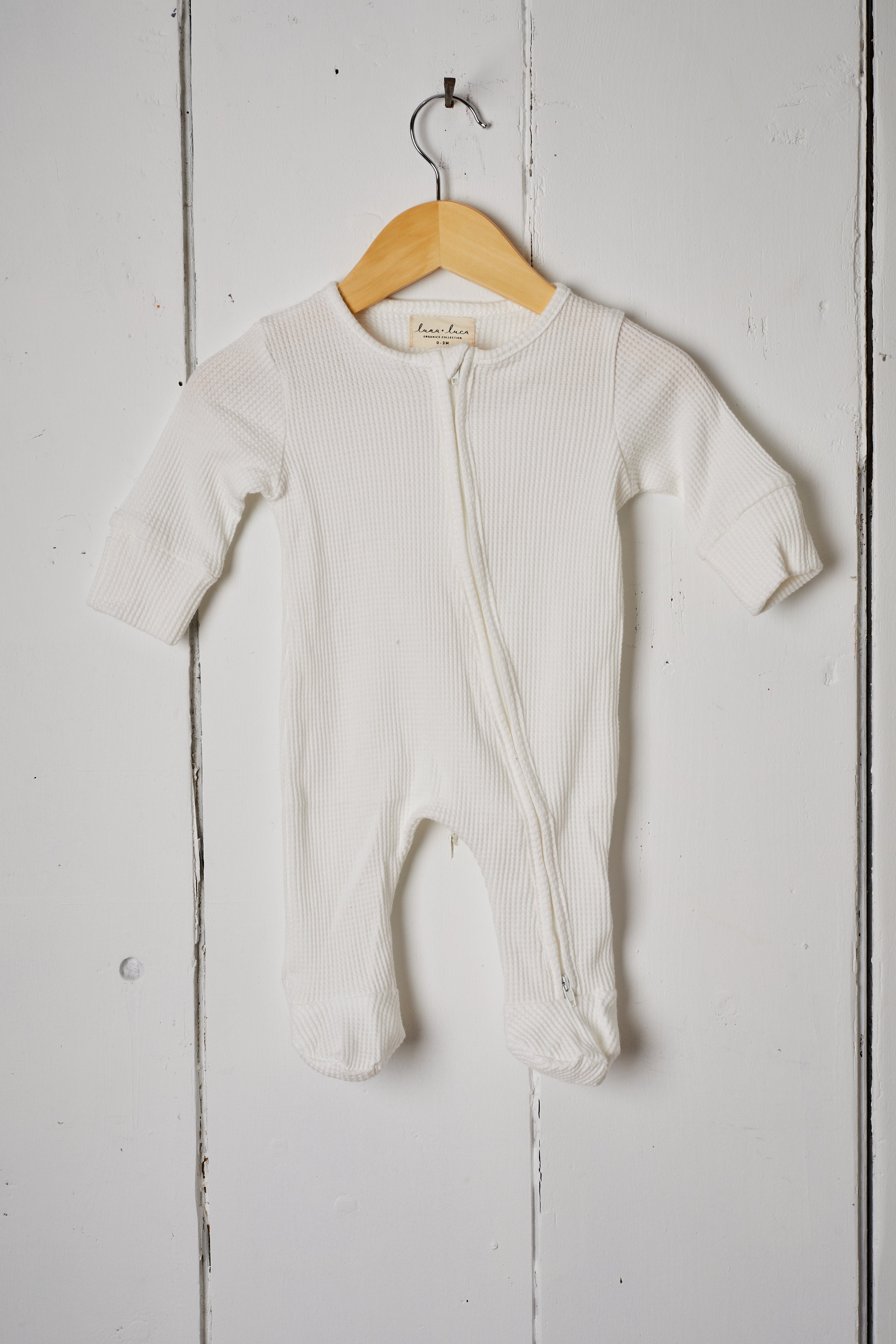 WHITE WAFFLE ONESIE
