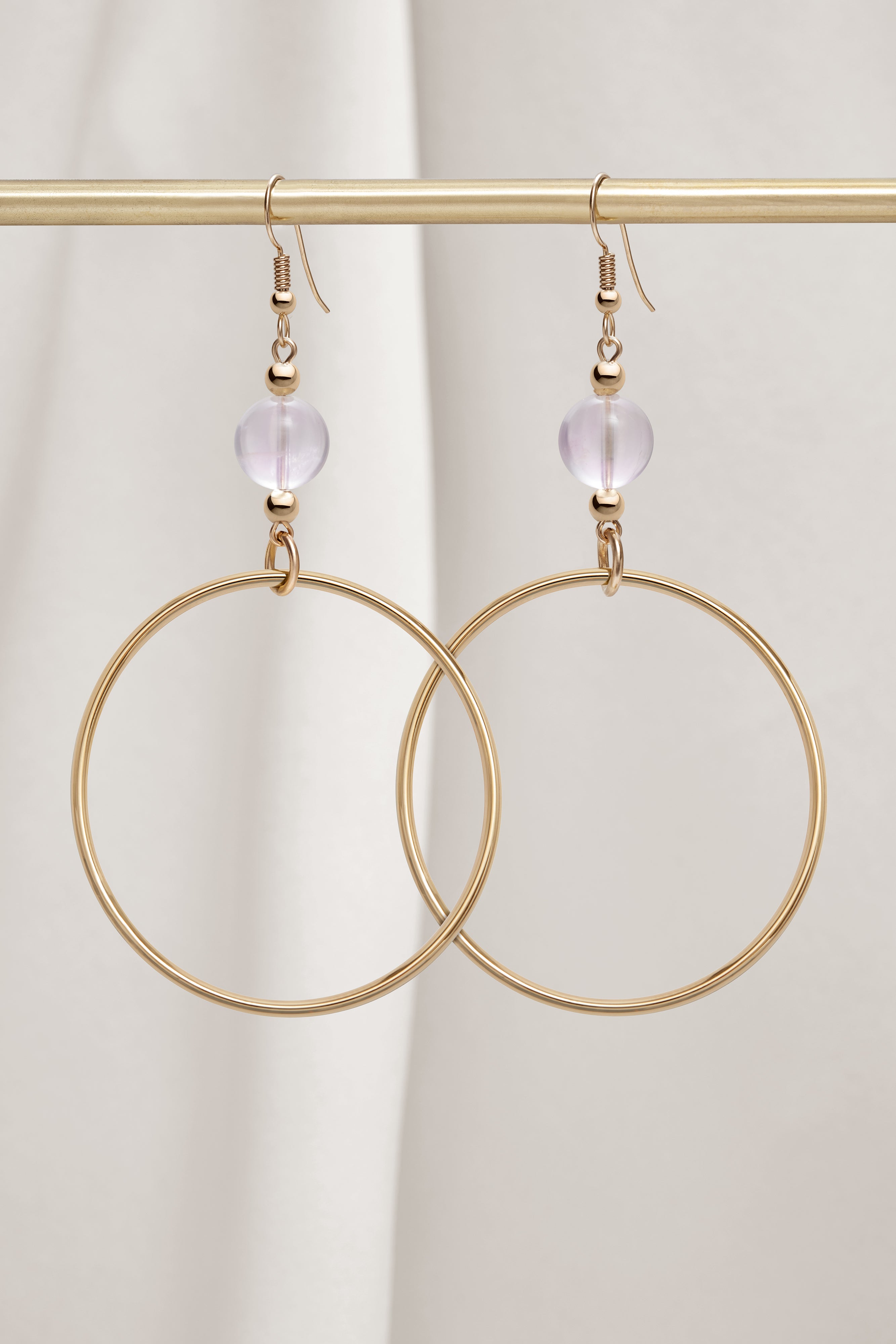 ROSE QUARTZ CLASSIC GOLD HOOP EARRINGS