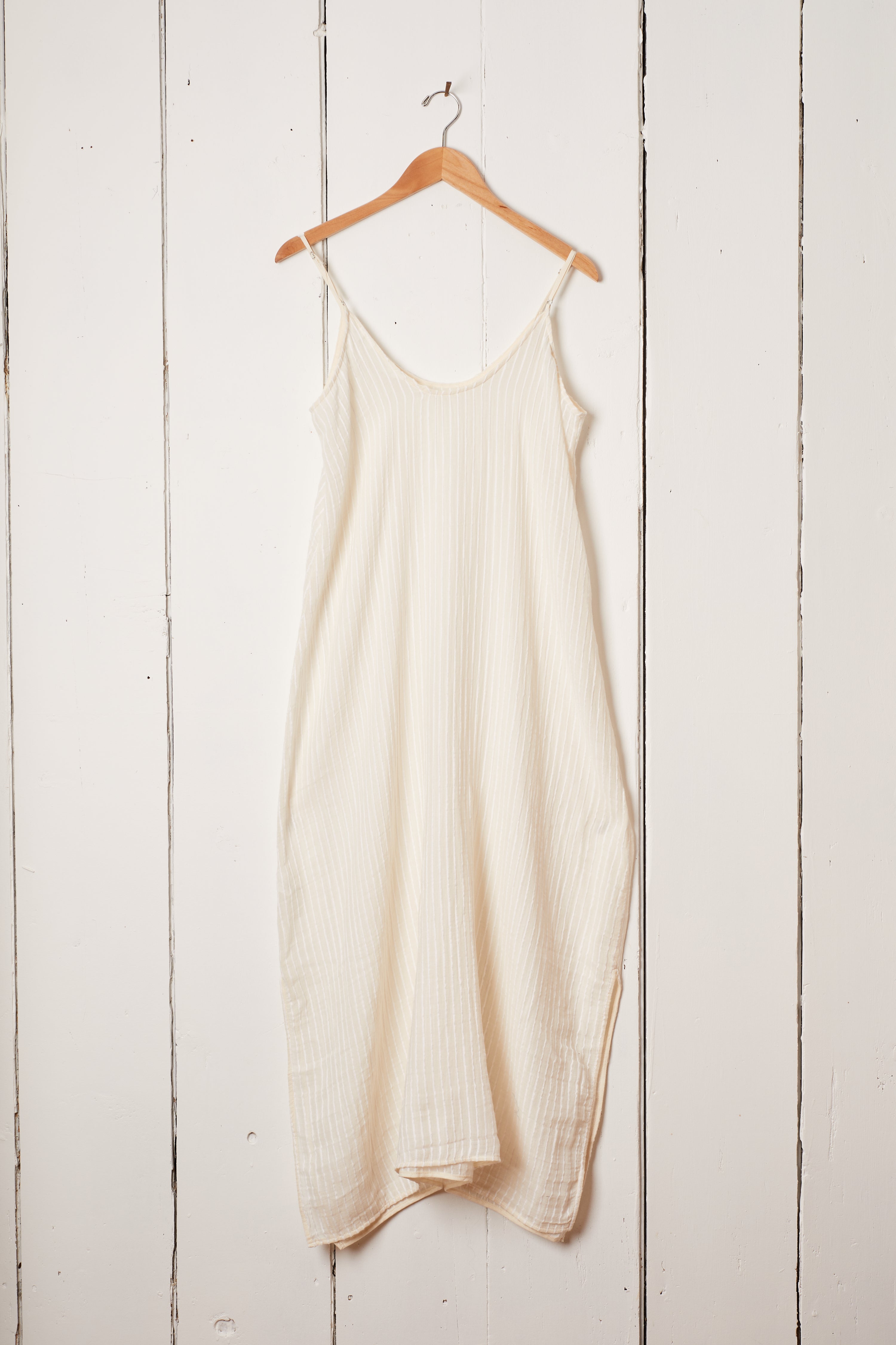 WHITE STRIPE SUN DRESS -ONE SIZE