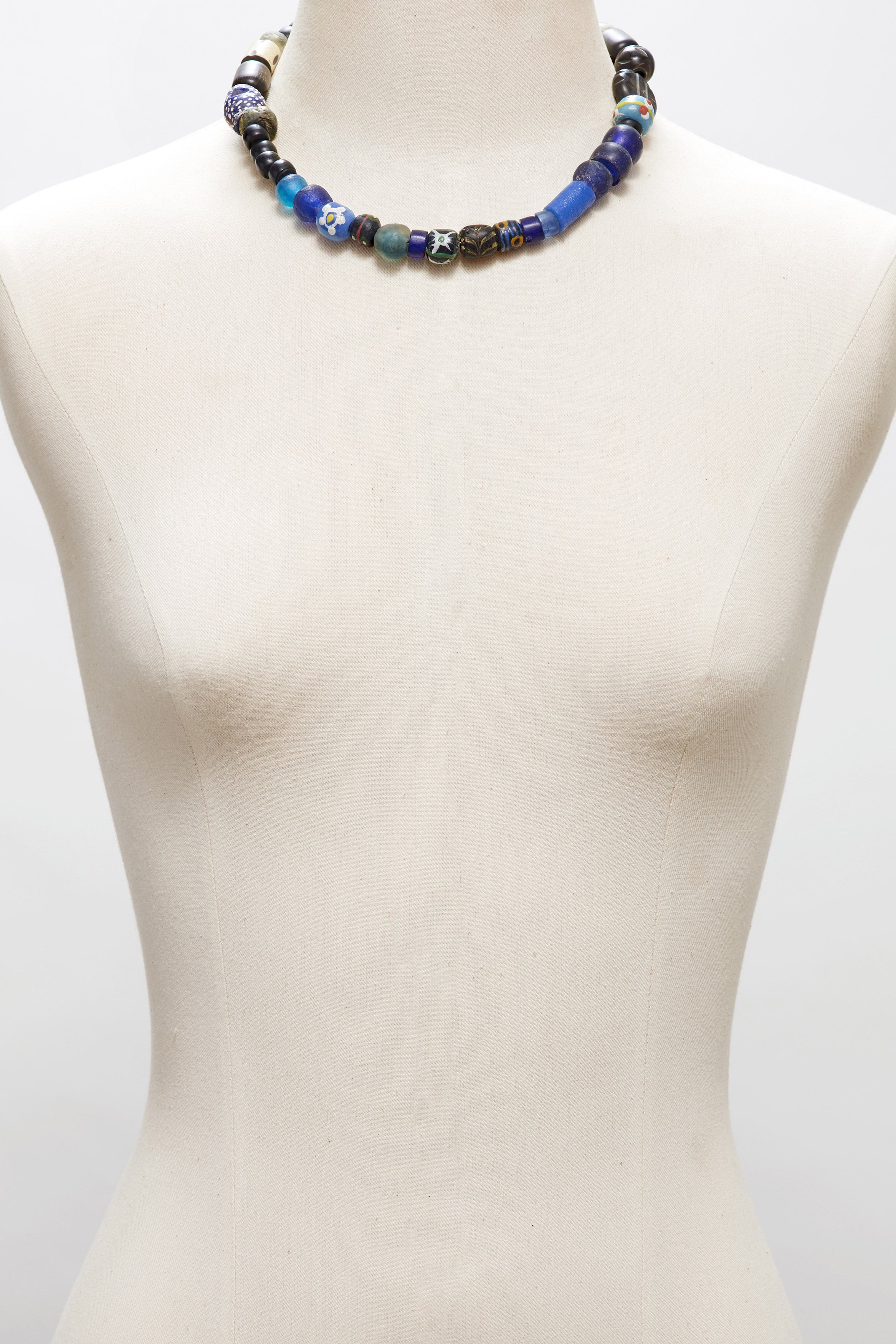 BOLD BLUE AND BLACK WHIMSICAL CHOKER NECKLACE