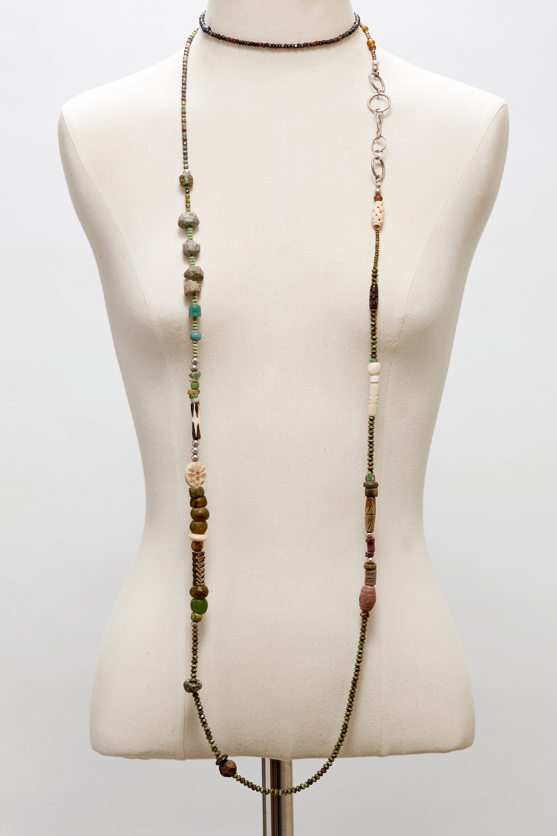 BLUE-GREEN TURQUOISE DRAGONFLY WRAP-AROUND NECKLACE