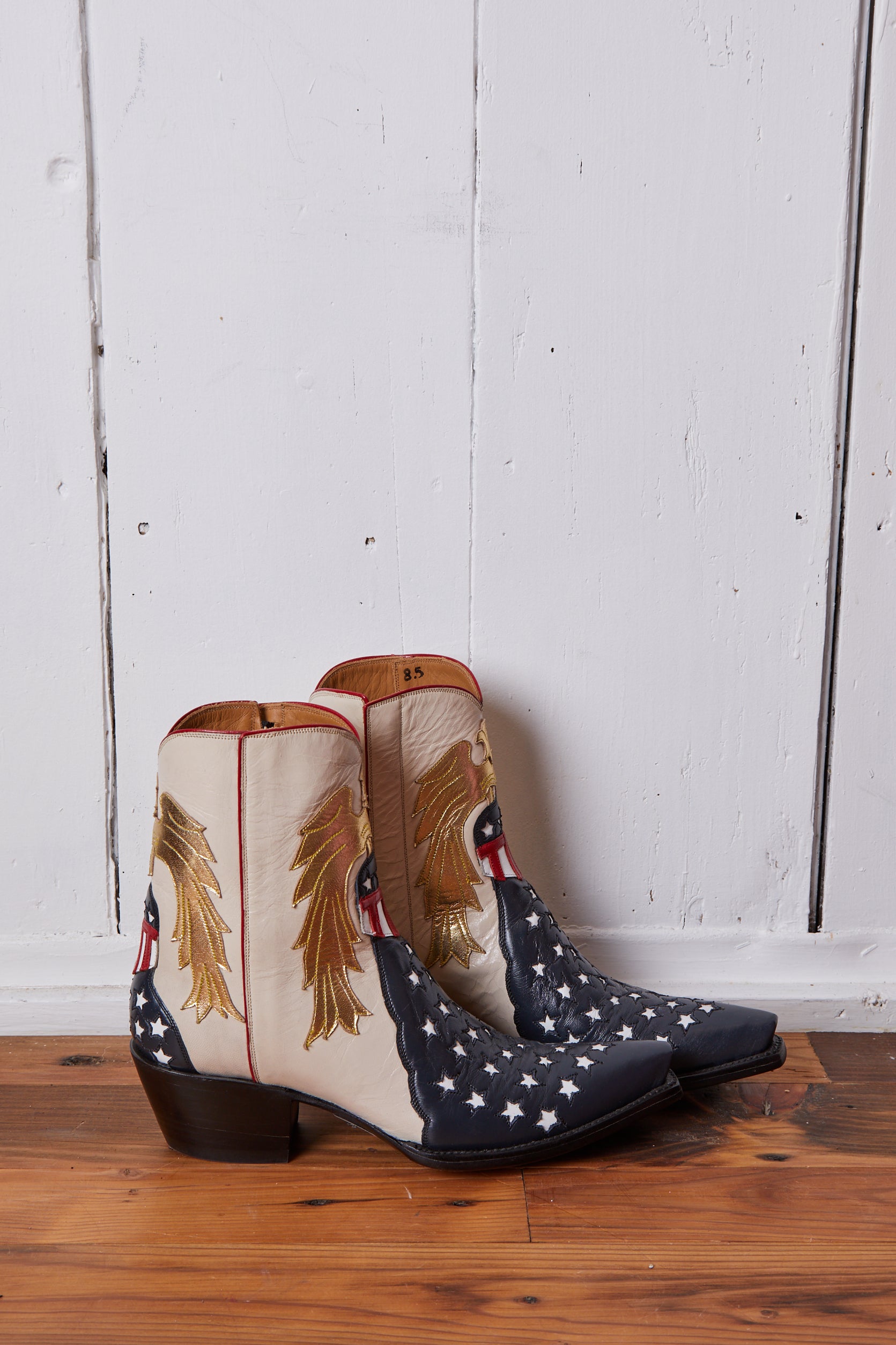 BACK ATTHE RANCH STARS AND STRIPES ANKLE ZIPPER COWBOY BOOTS