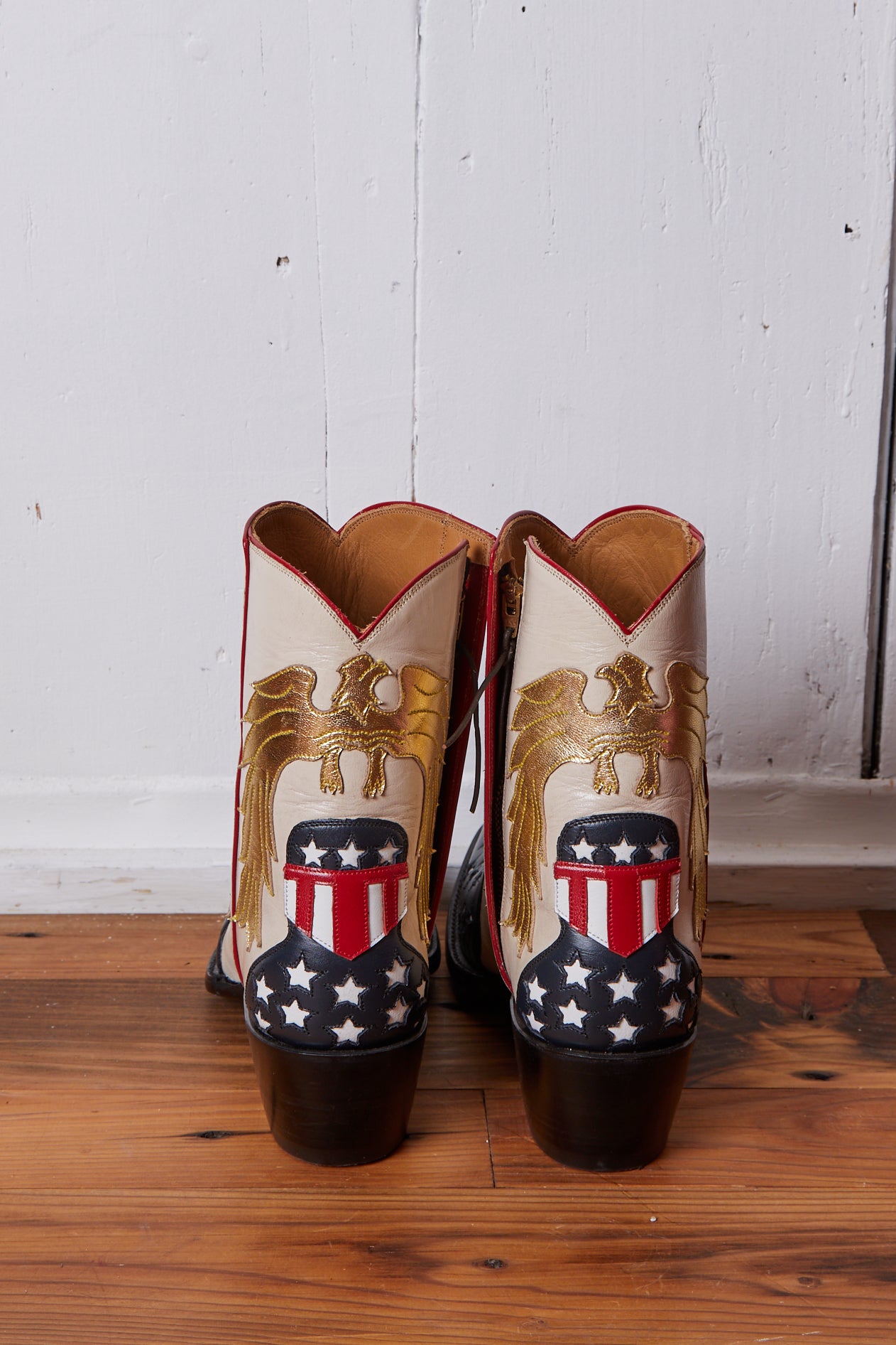 BACK ATTHE RANCH STARS AND STRIPES ANKLE ZIPPER COWBOY BOOTS