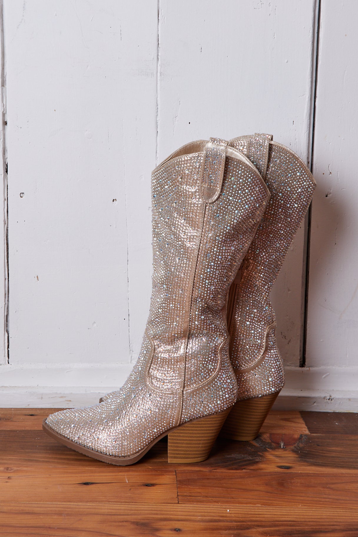 CHAMPAGNE RHINESTONE COWGIRL BOOTS