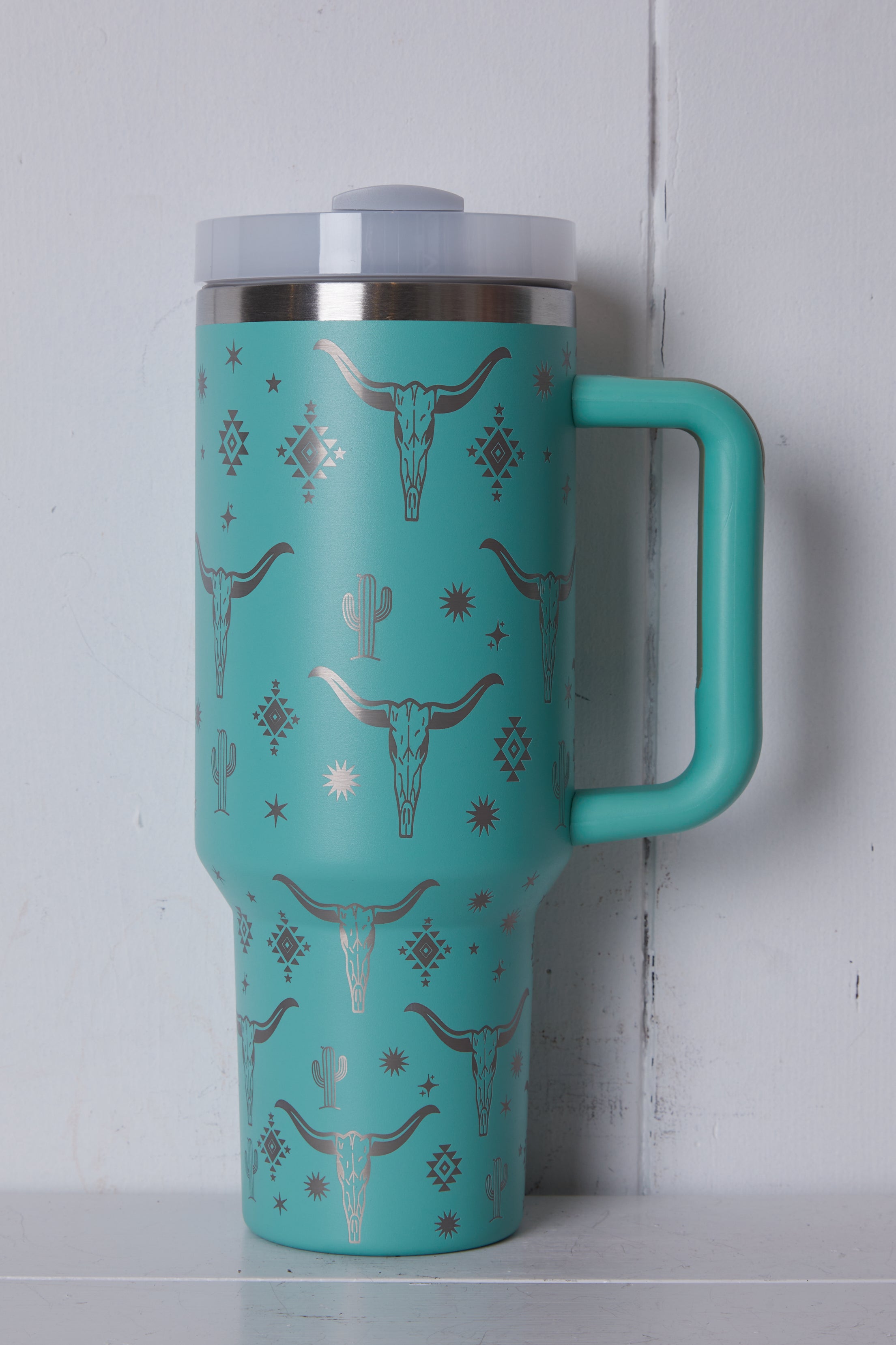 TURQUOISE STEER HEAD TUMBLER