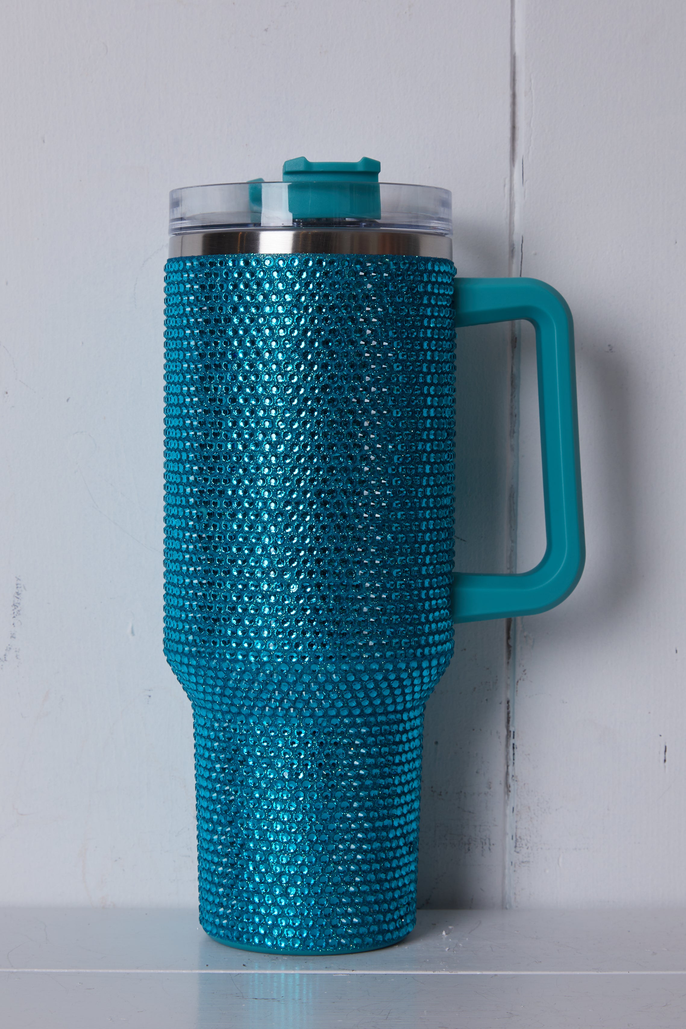 BRIGHT TURQUOISE RHINESTONE TUMBLER