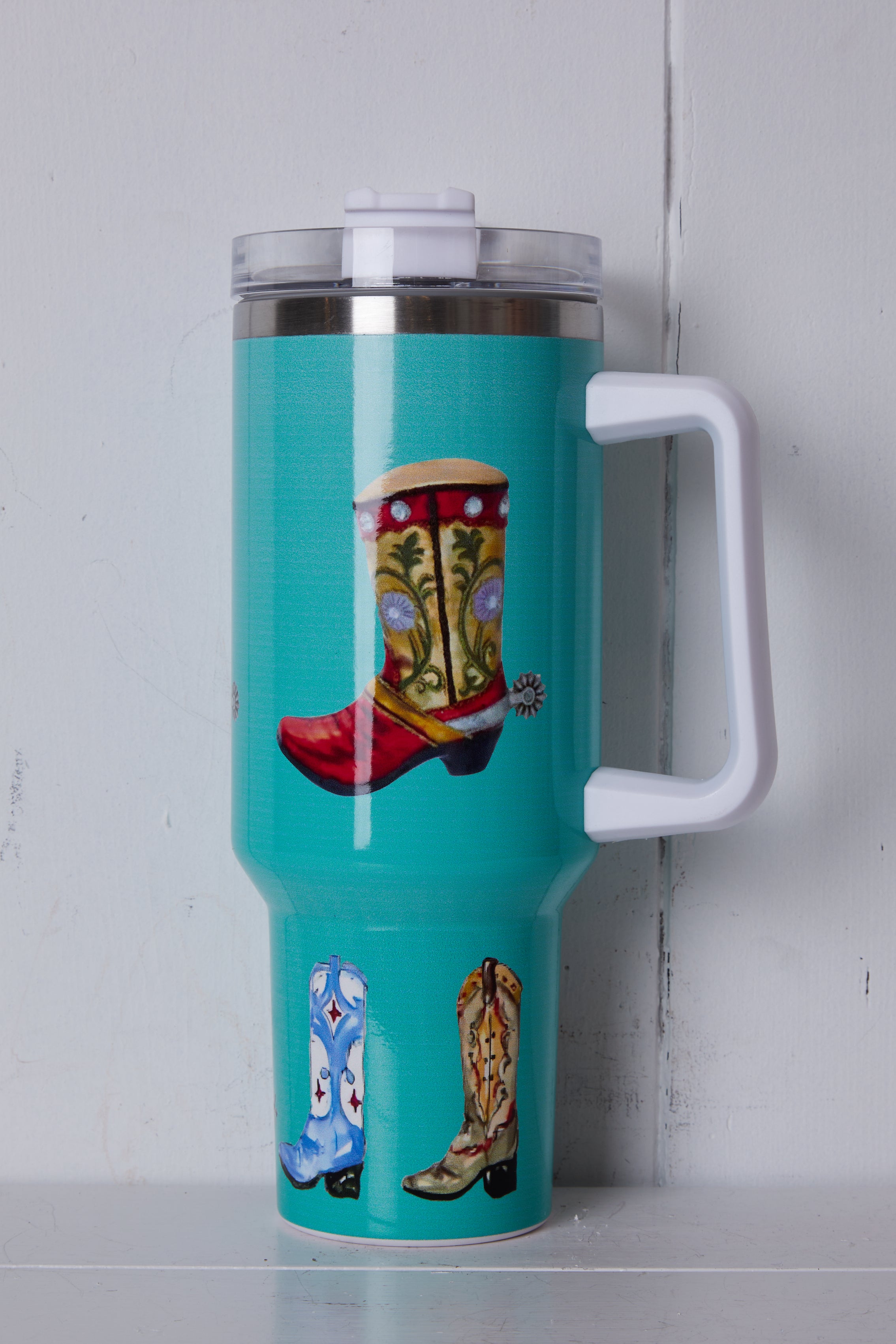 TURQUOISE COWBOY BOOT TUMBLER