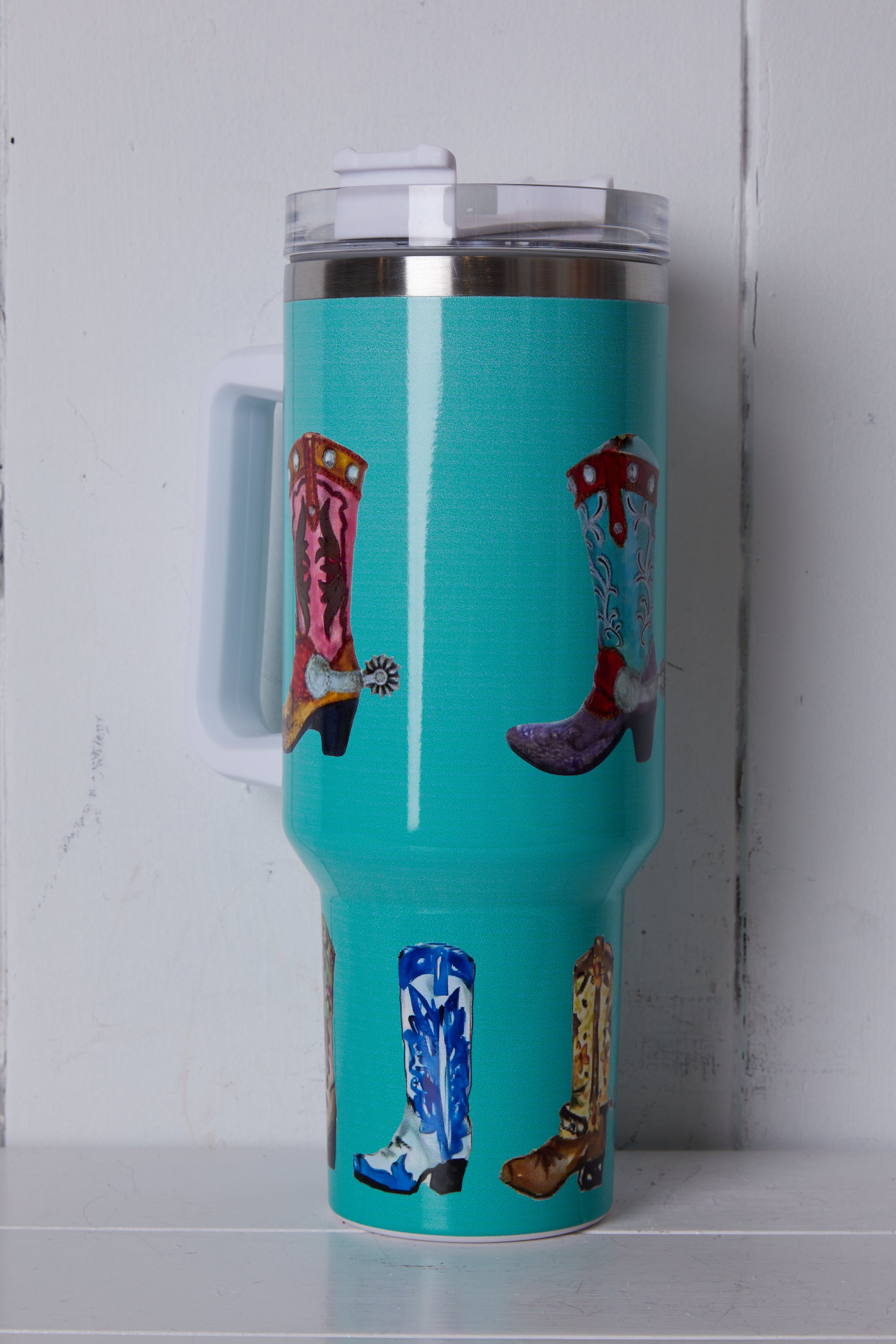 TURQUOISE COWBOY BOOT TUMBLER