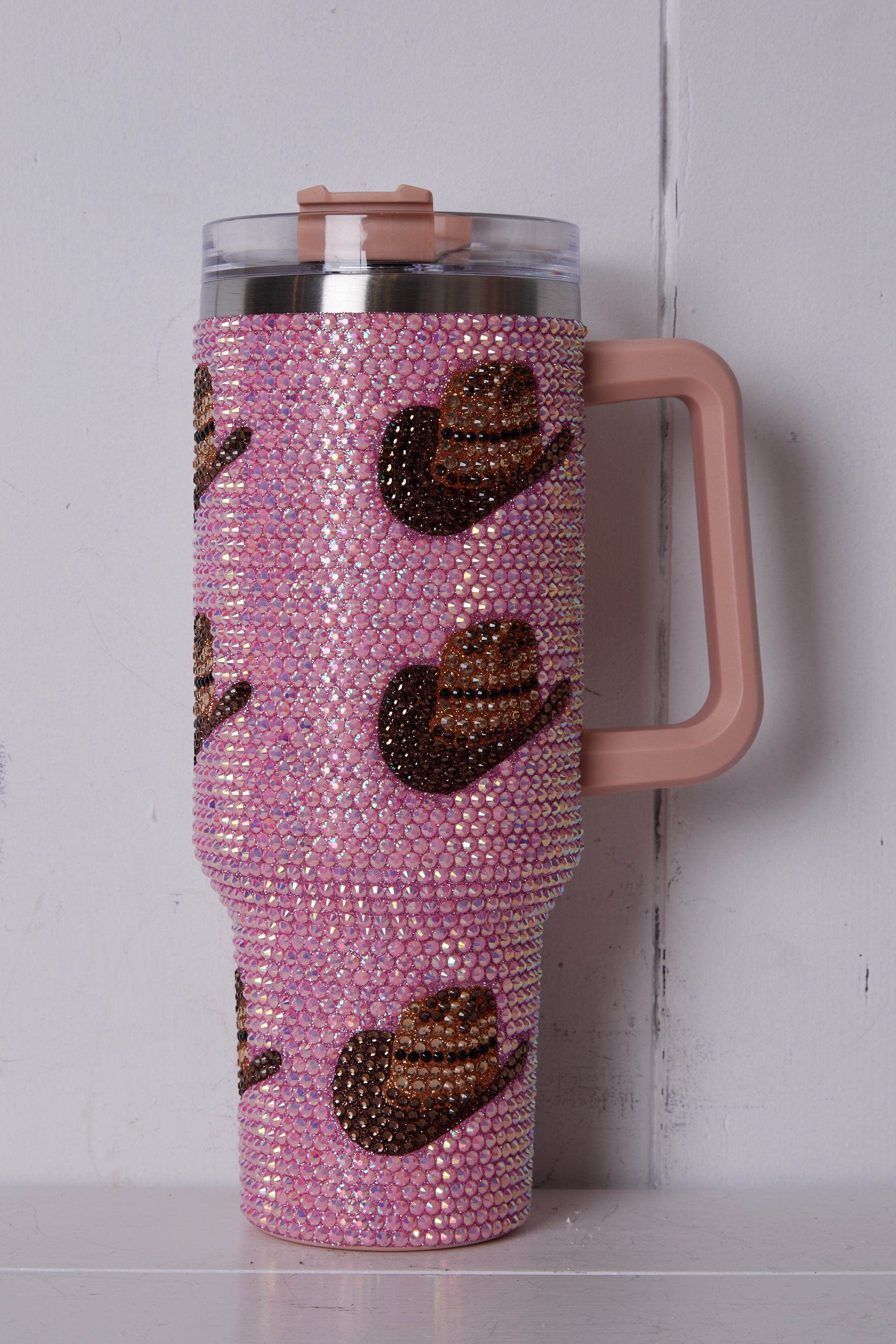 PINK RHINESTONE COWBOY HAT TUMBLER