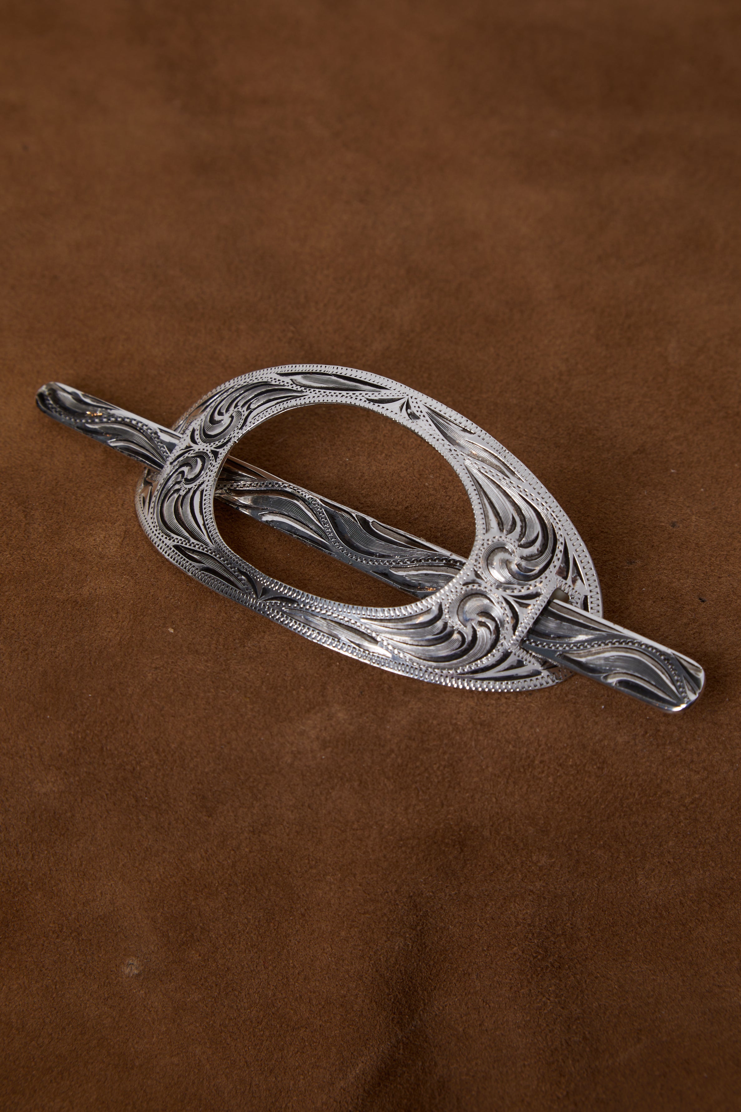 WESTERN OPEN OVAL SILVER HAIR PIN