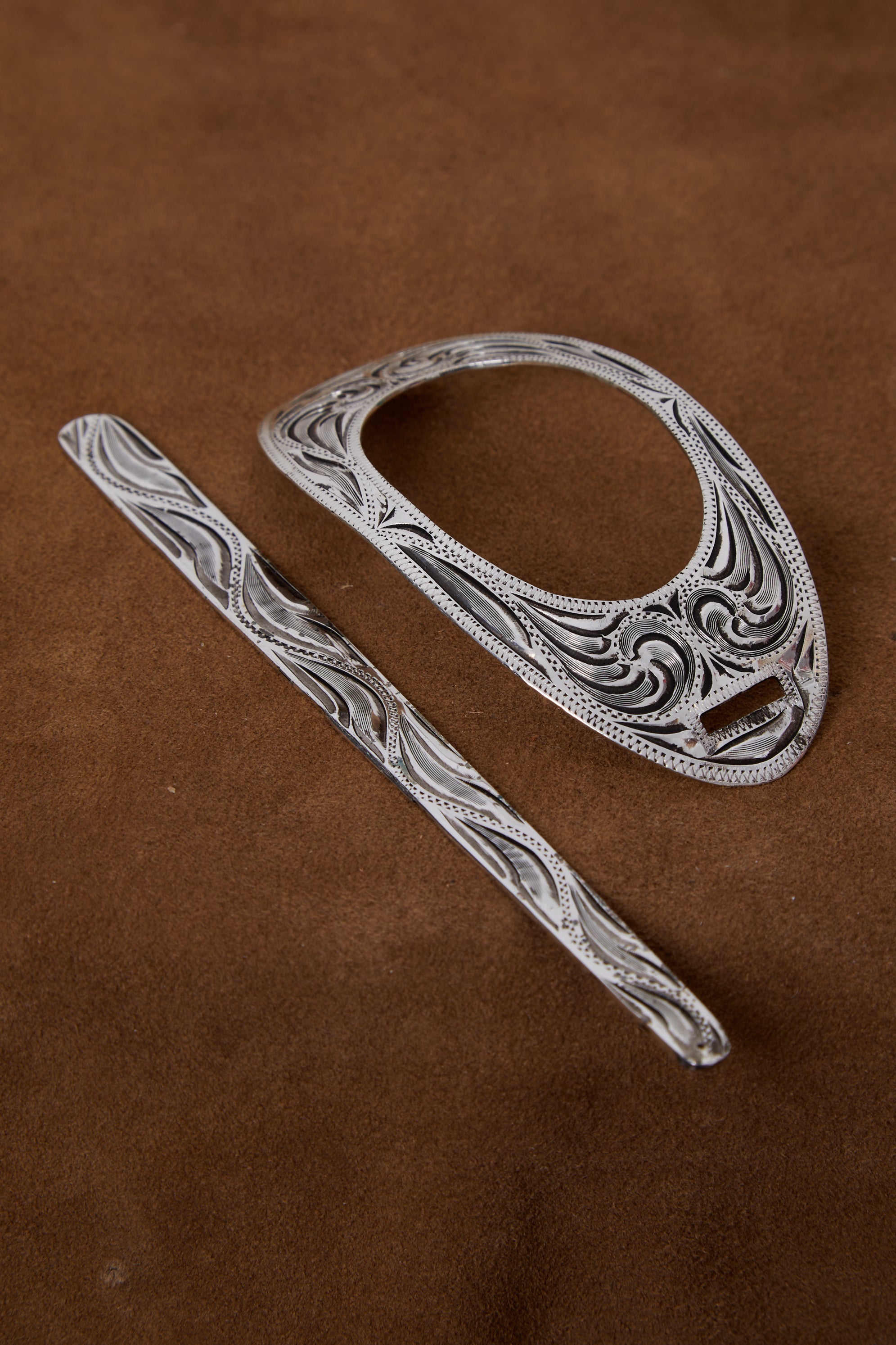 WESTERN OPEN OVAL SILVER HAIR PIN