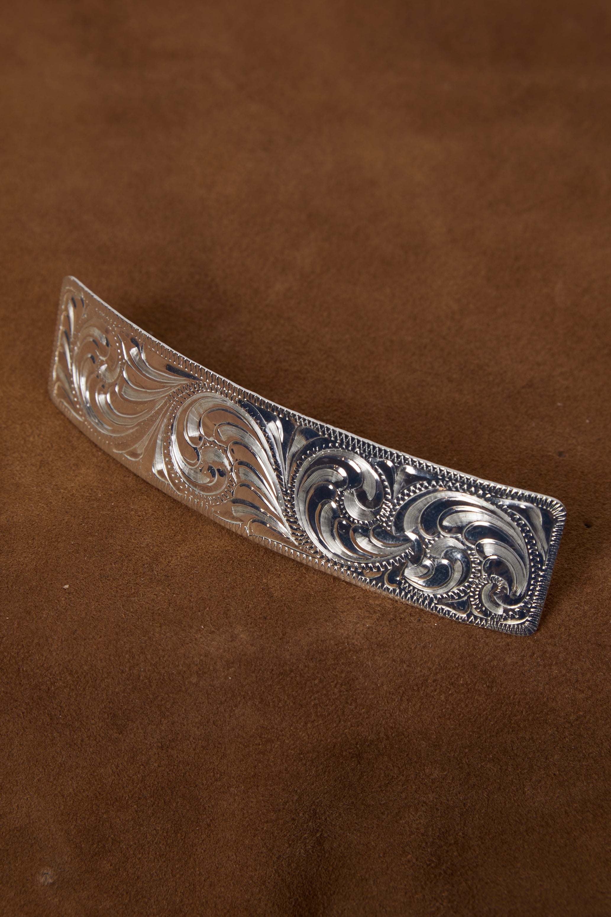 WESTERN SILVER RECTANGLE BARETTE