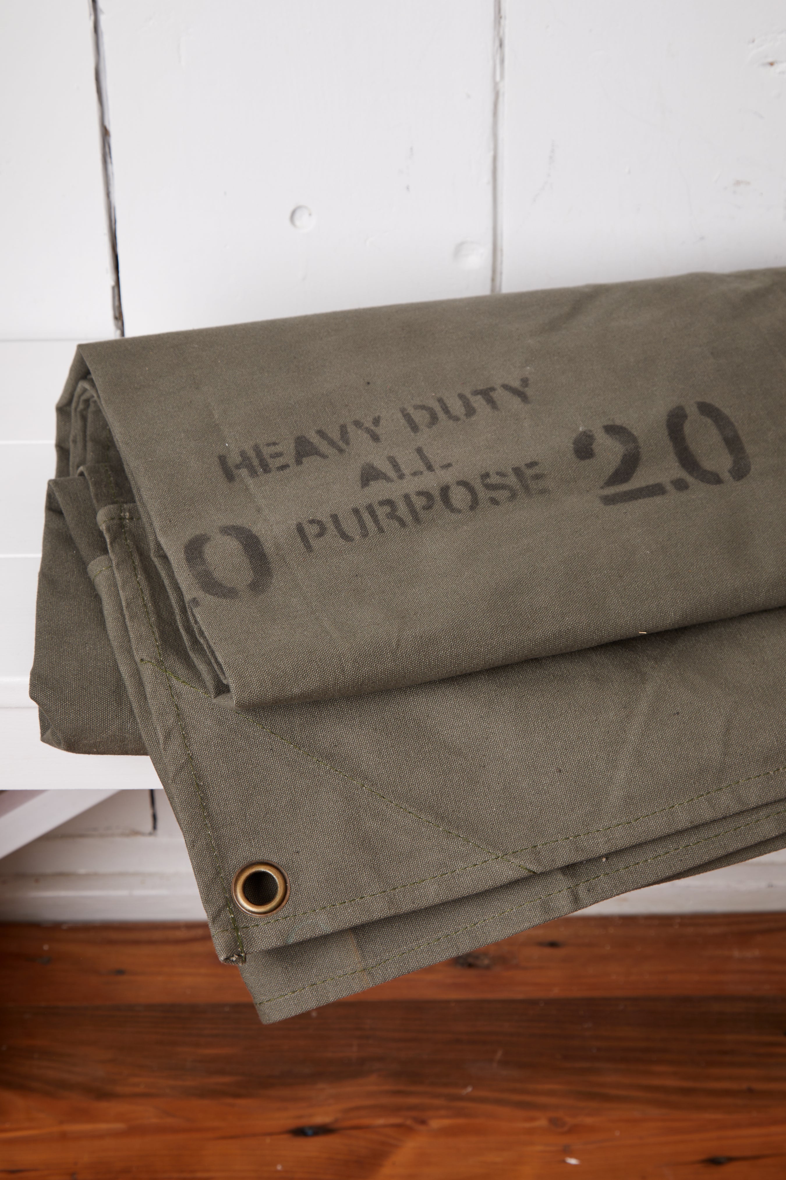 OLIVE WAXED CANVAS TENT MAT 2.0 x 2.0