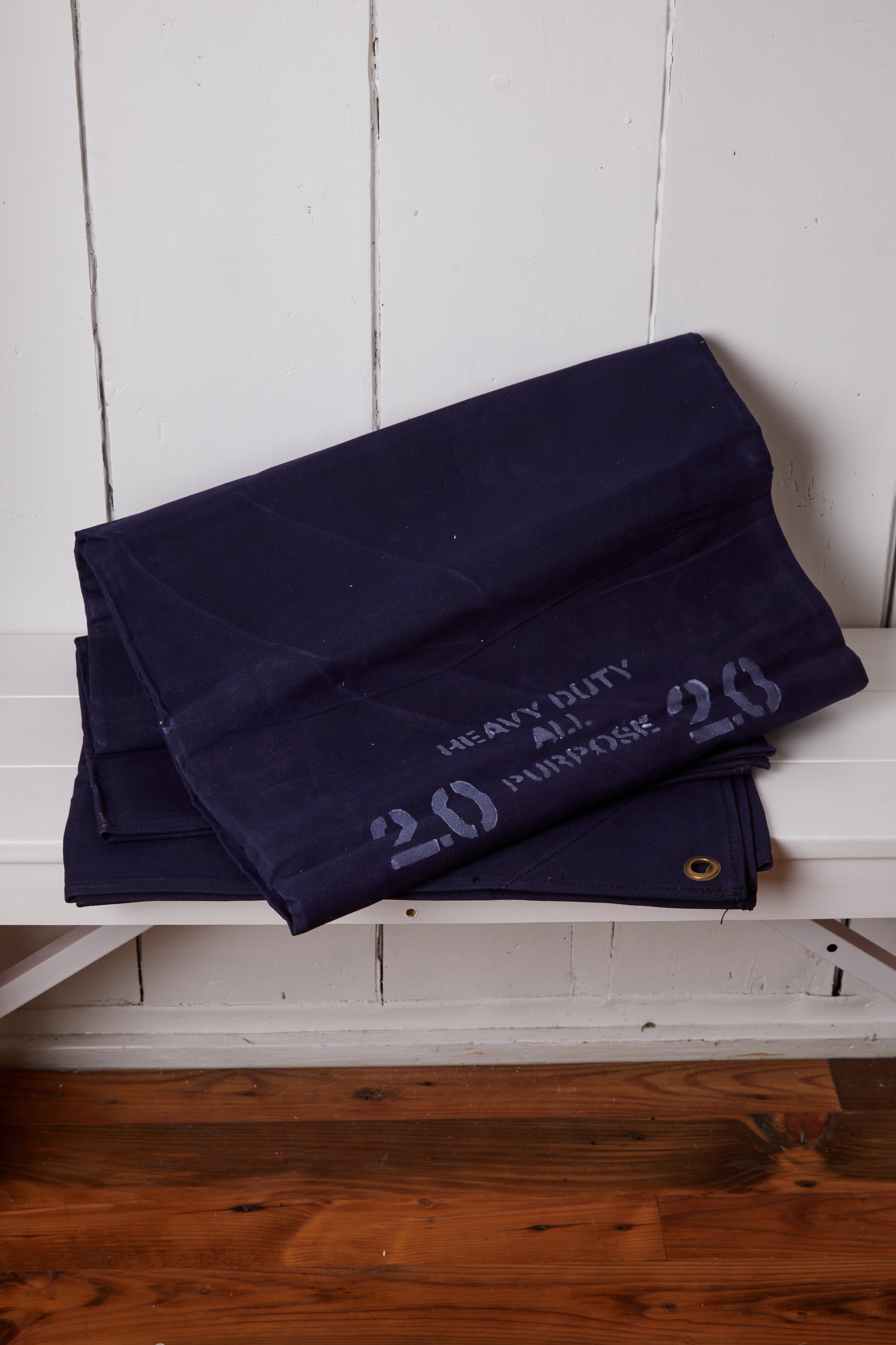 NAVY BLUE WAXED CANVAS TENT MAT 2.0 x 2.0