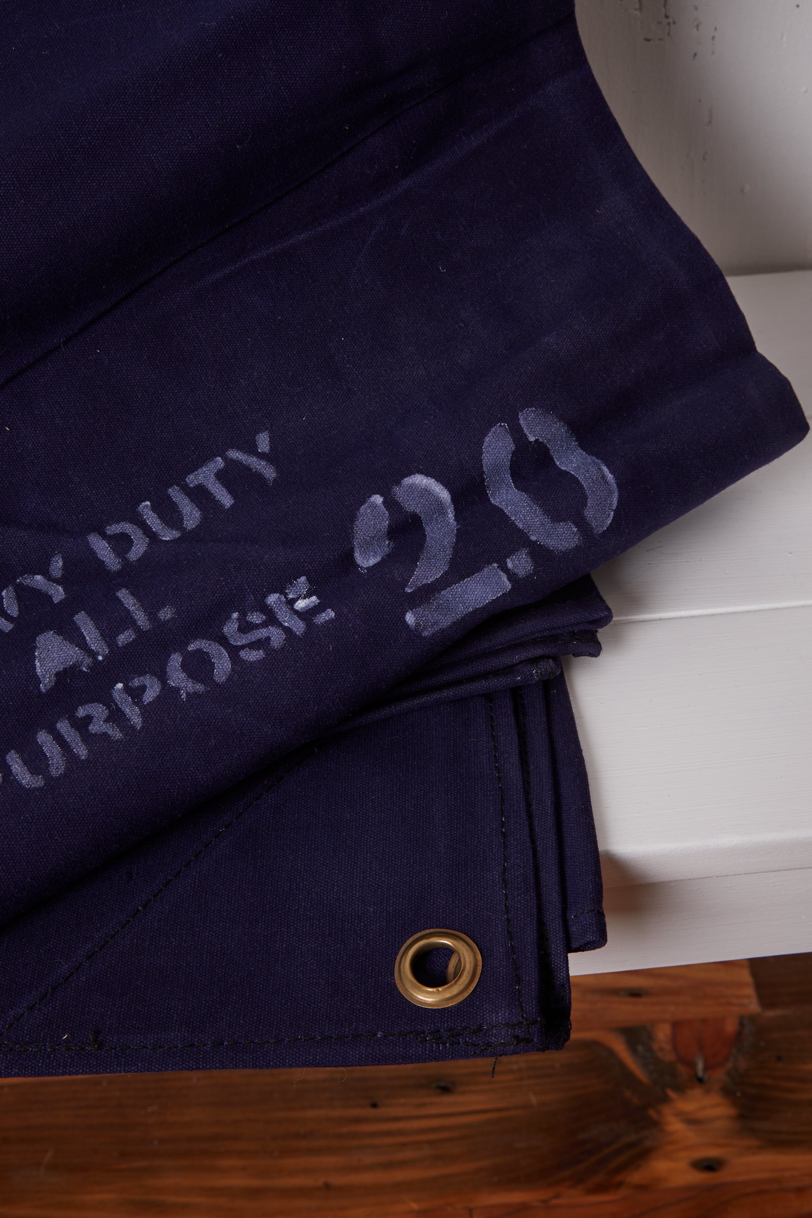 NAVY BLUE WAXED CANVAS TENT MAT 2.0 x 2.0