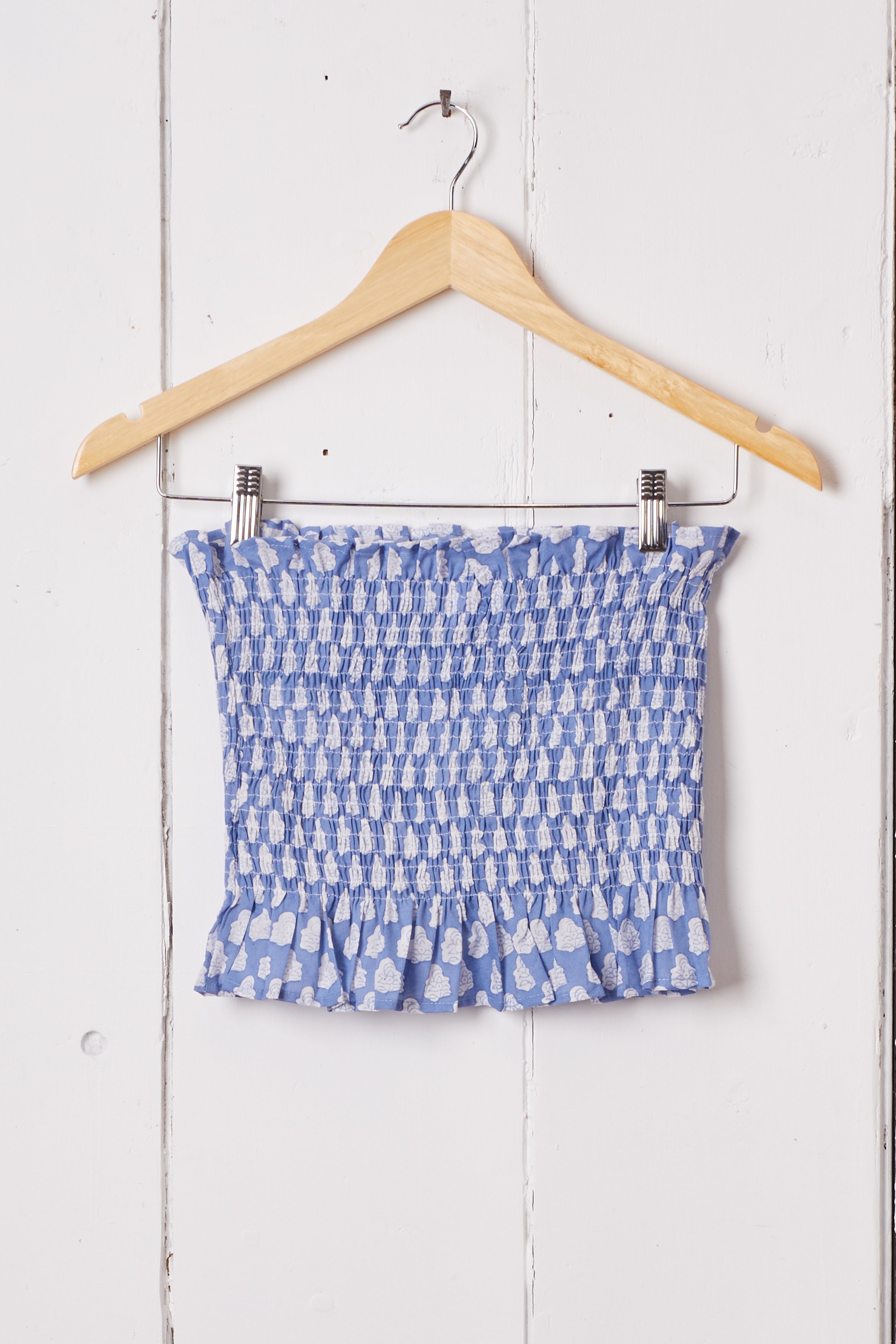 PERIWINKLE BLUE AND WHITE TUBE TOP