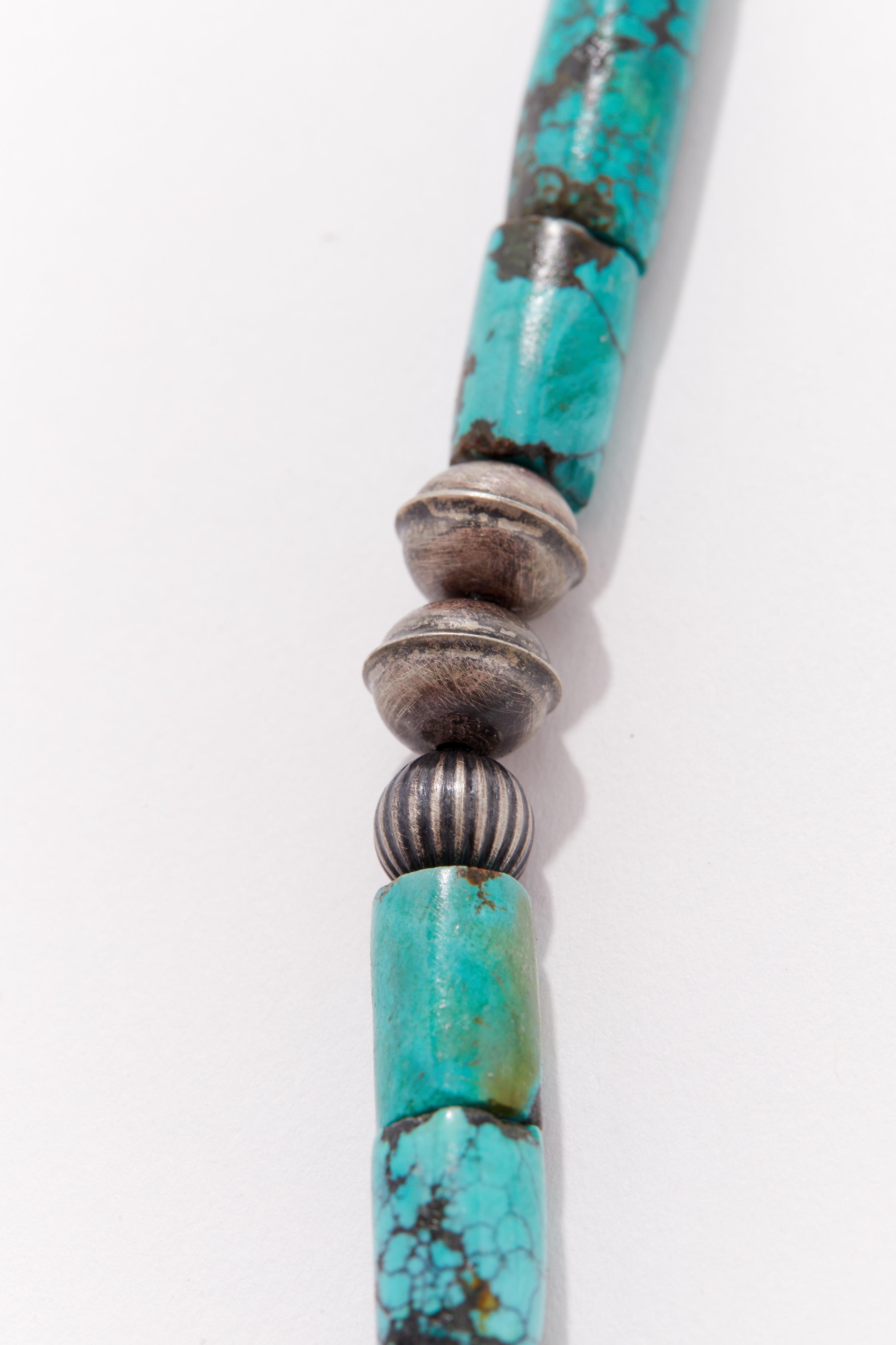 SWEET TURQUOISE AND STERLING SILVER CONCHO NECKLACE