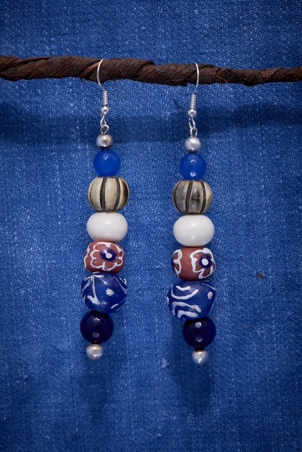 CAMPFIRE BLUE BANDANA EARRING