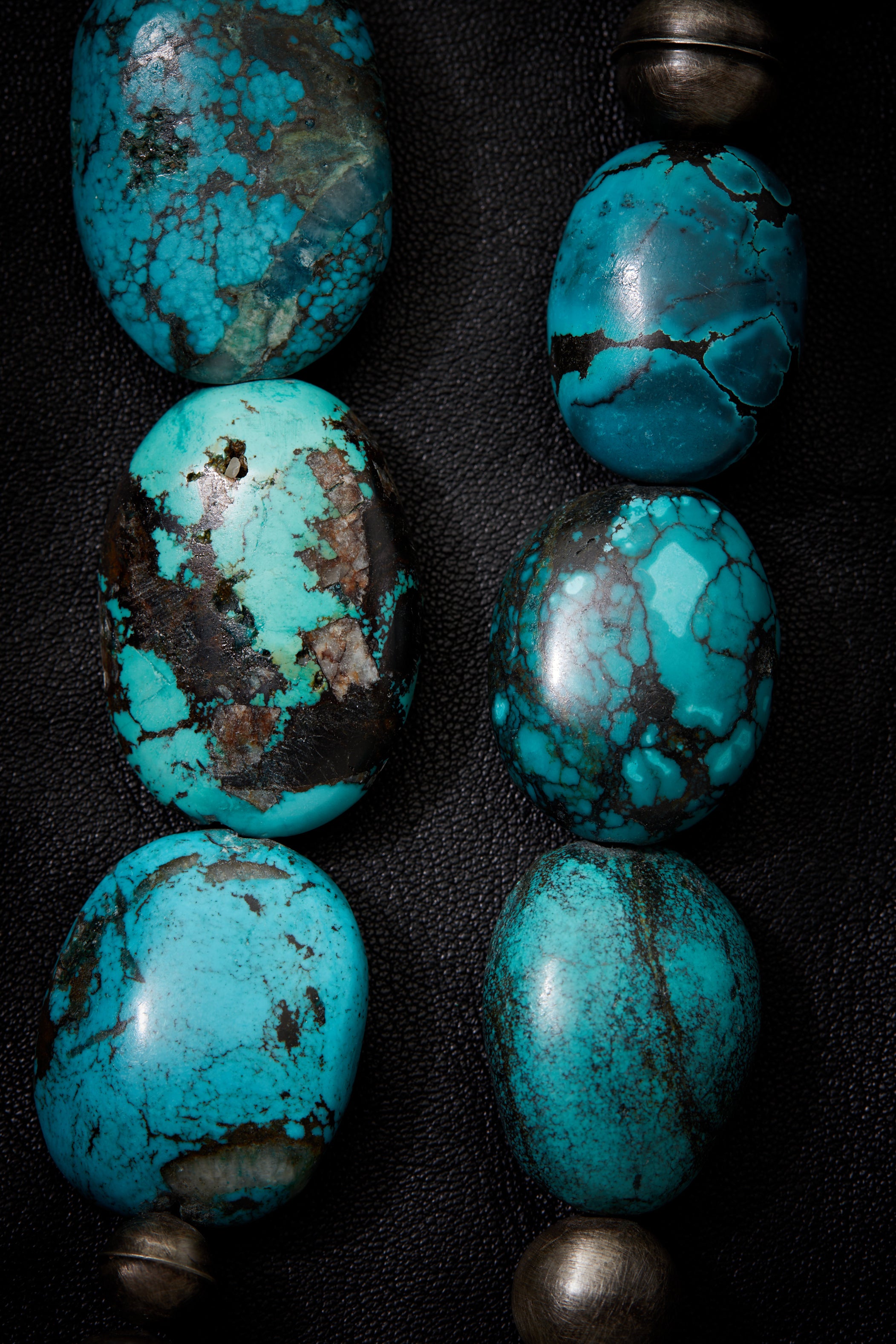 TURQUOISE AND OXIDIZED STERLING SILVER LARGE NECKLACE