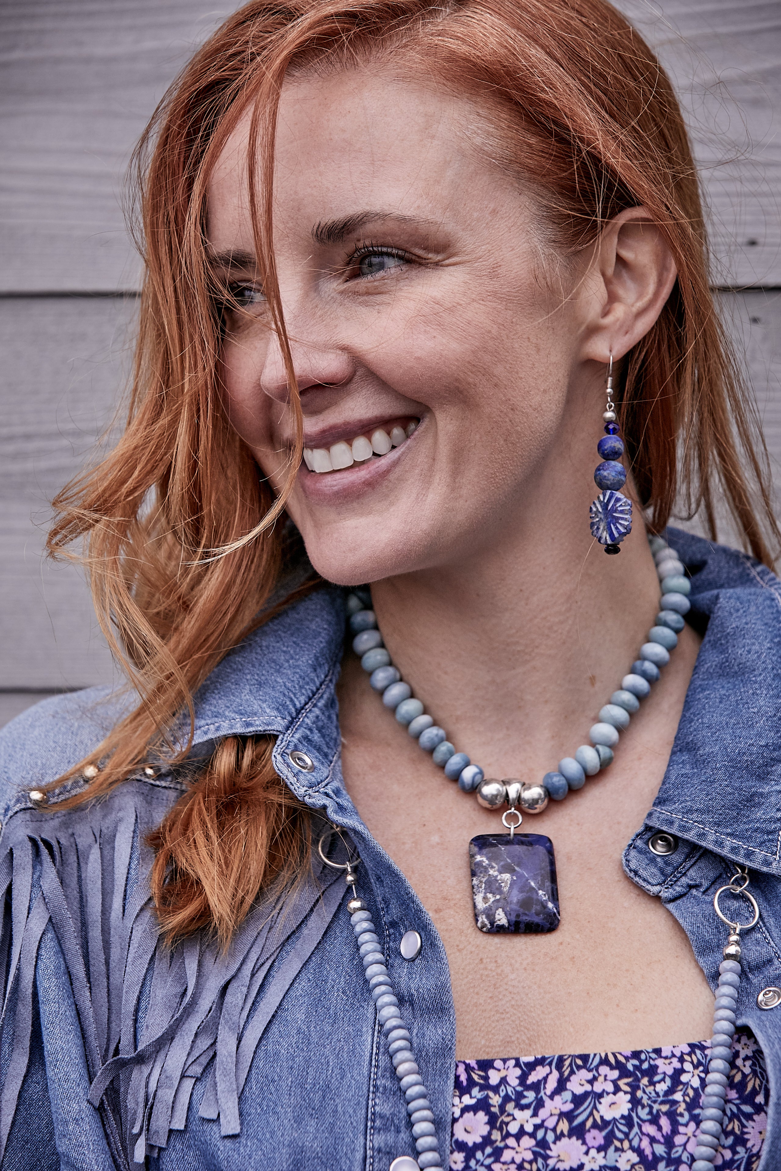 BLUE INDIGO FLOWER EARRINGS