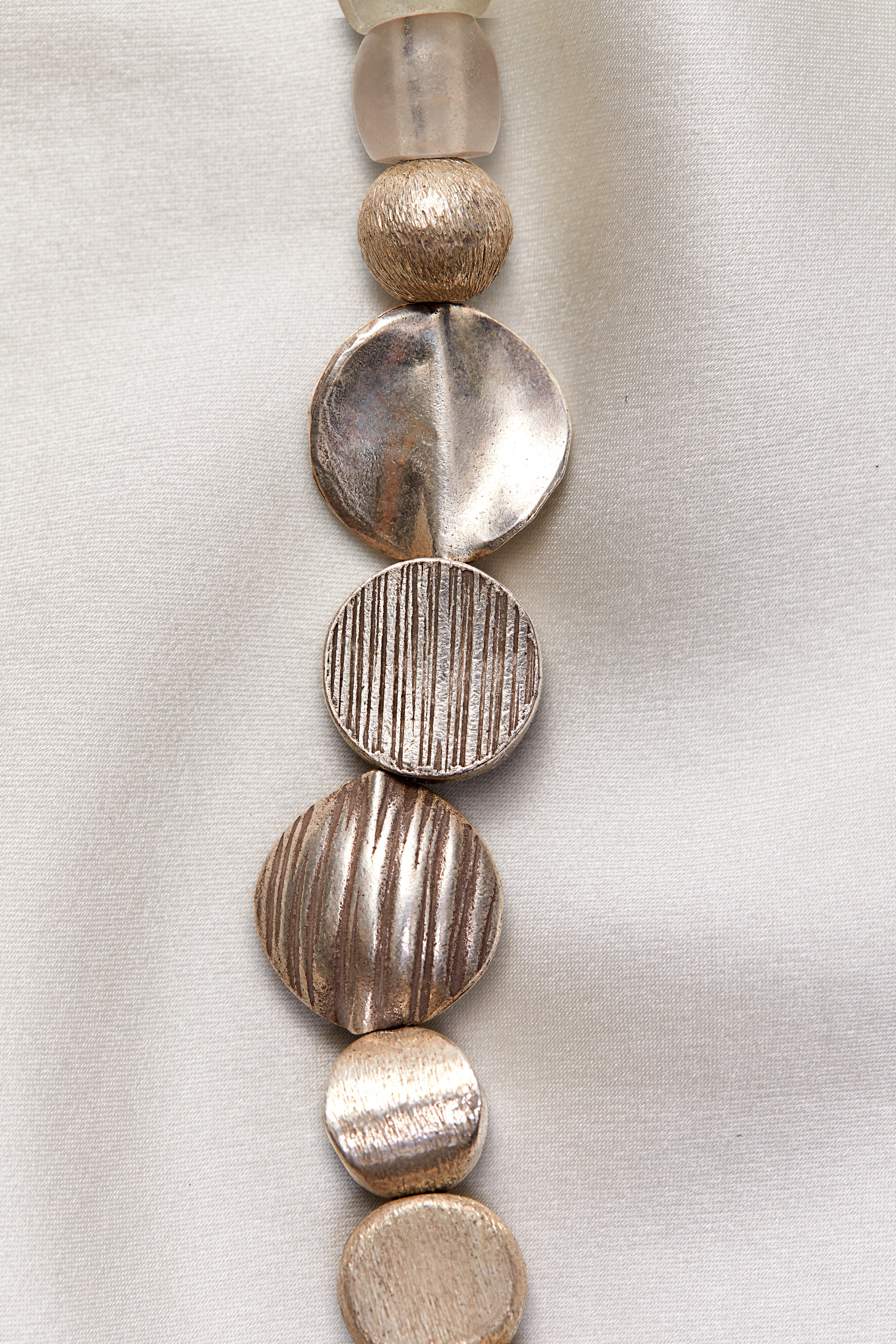 LONG CRYSTAL QUARTZ AND MOONSTONE GEOMETRIC NECKLACE