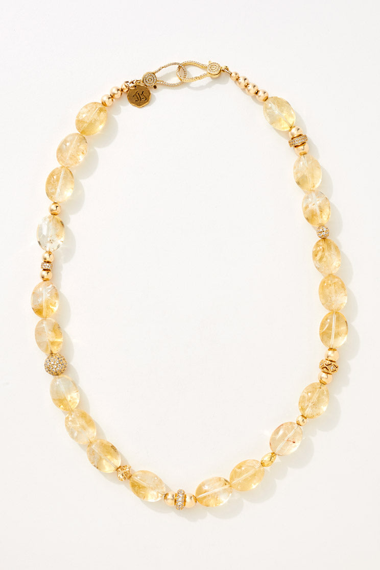 14K GOLD CITRINE LIONESS NECKLACE MED