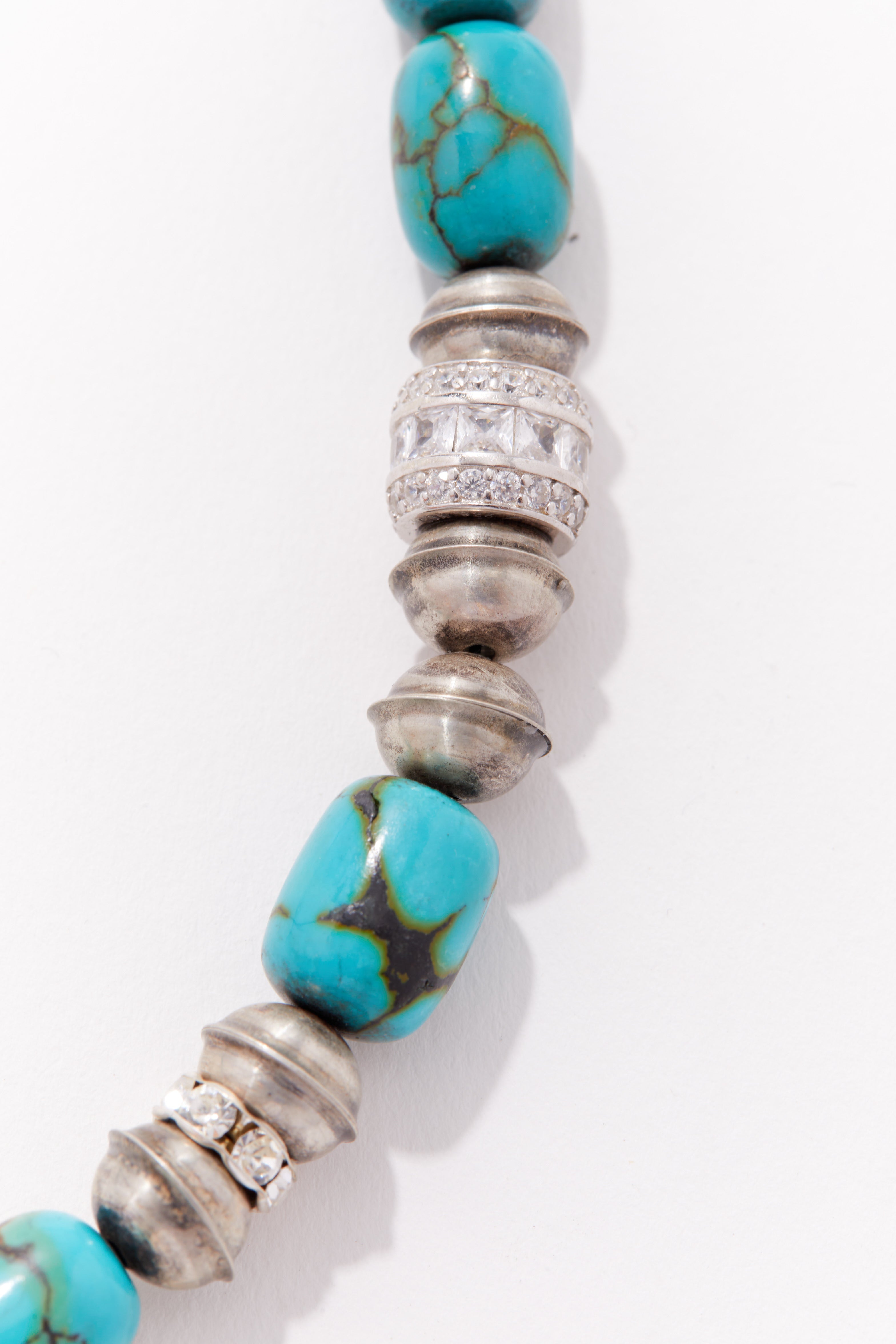 TURQUOISE AND CONCHO WITH TASSEL NECKLACE