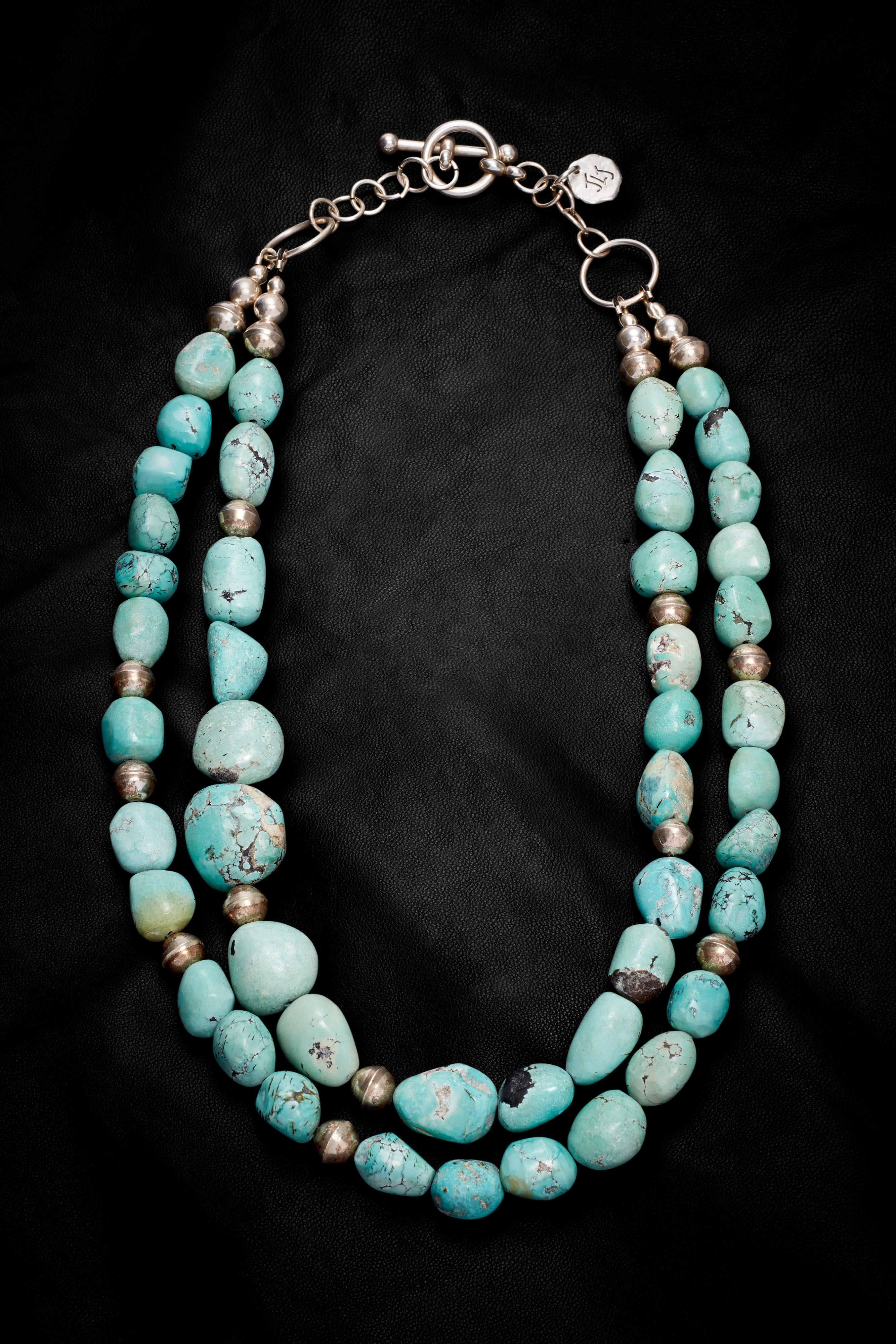 SOFT BLUE TURQUOISE DOUBLE STRAND NECKLACE