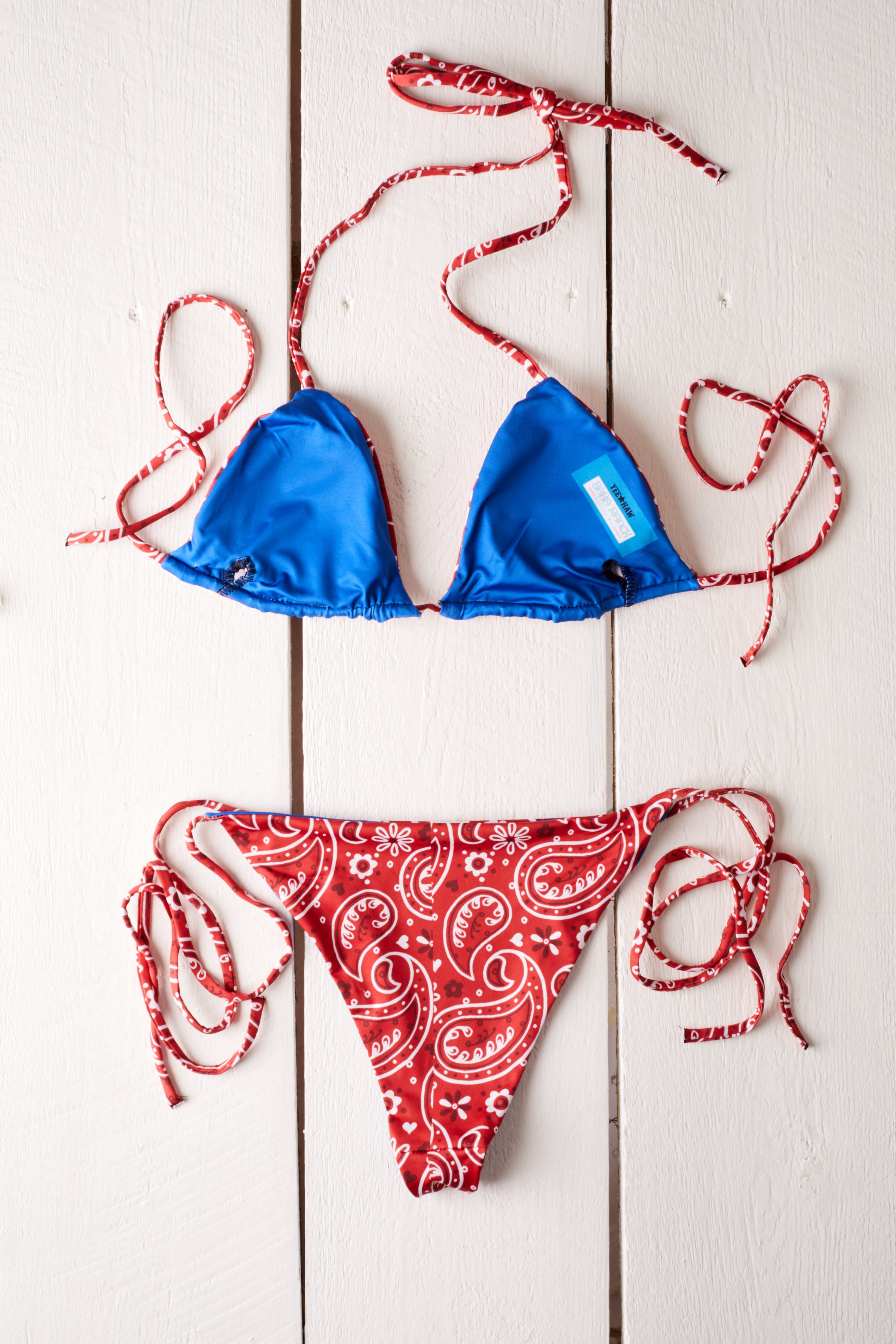 RED WESTERN BANDANA STRING BIKINI