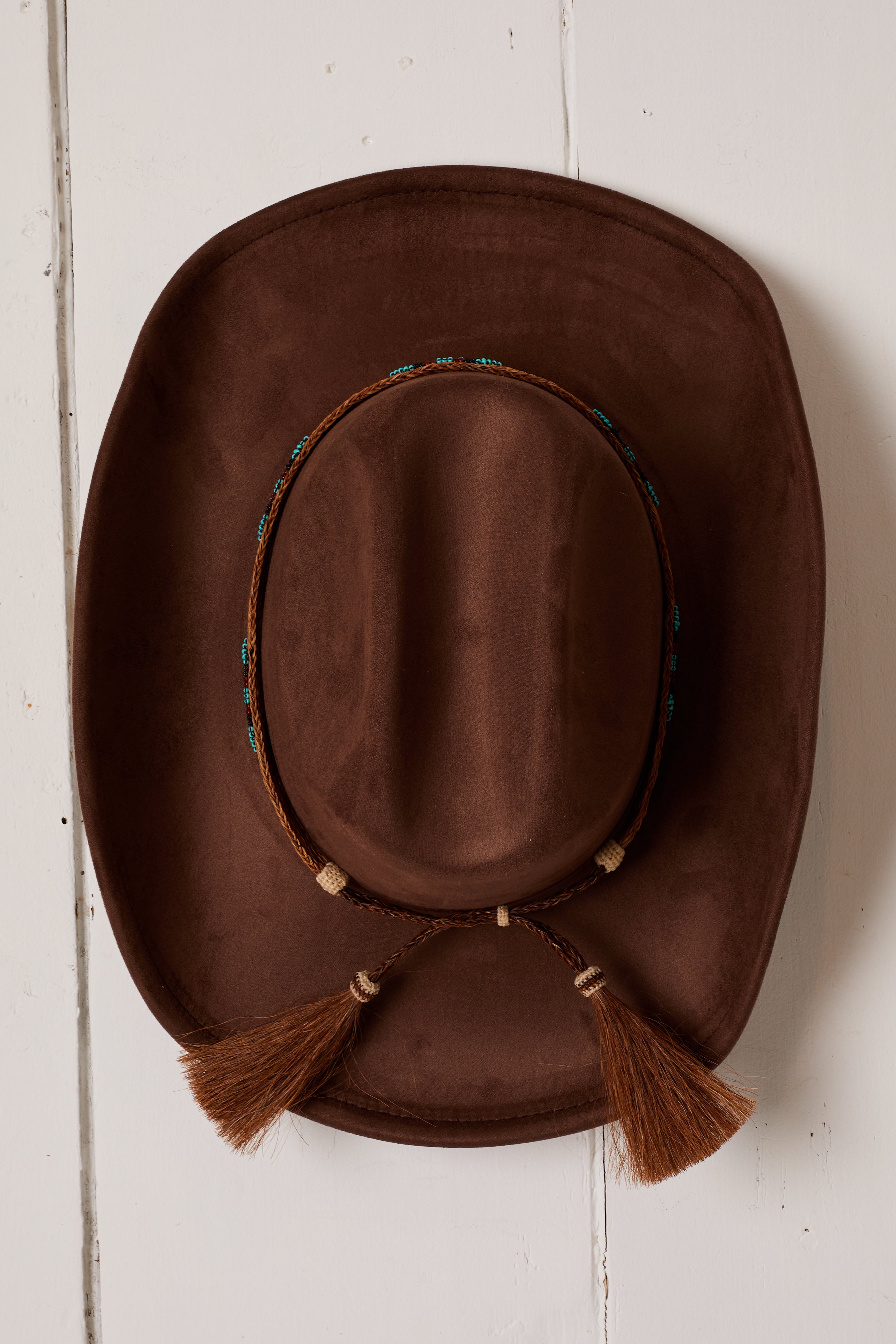 CHOCOLATE VEGAN SUEDE TURQUOISE DIAMOND COWBOY HAT