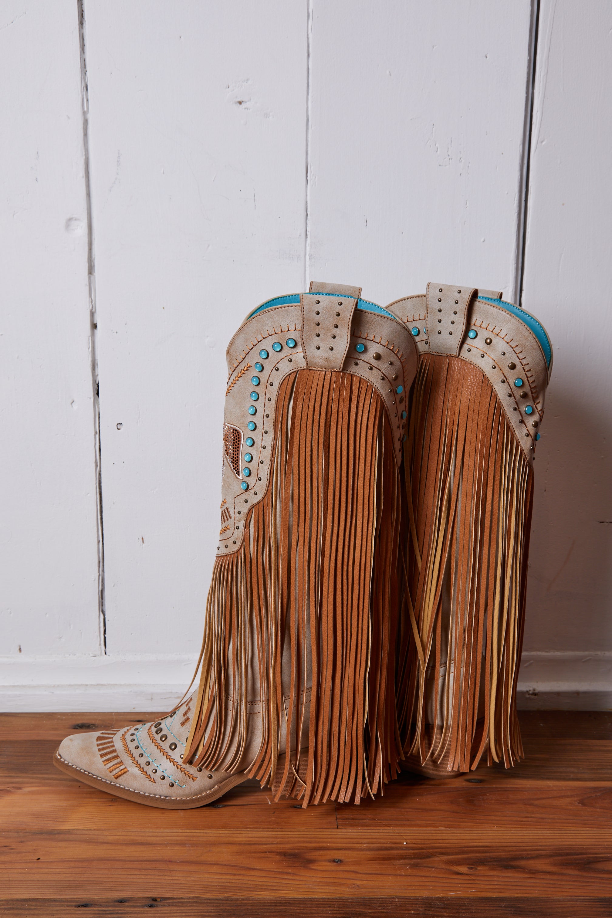 BONE AND RHINESTONE THUNDERBIRD COWBOY BOOTS
