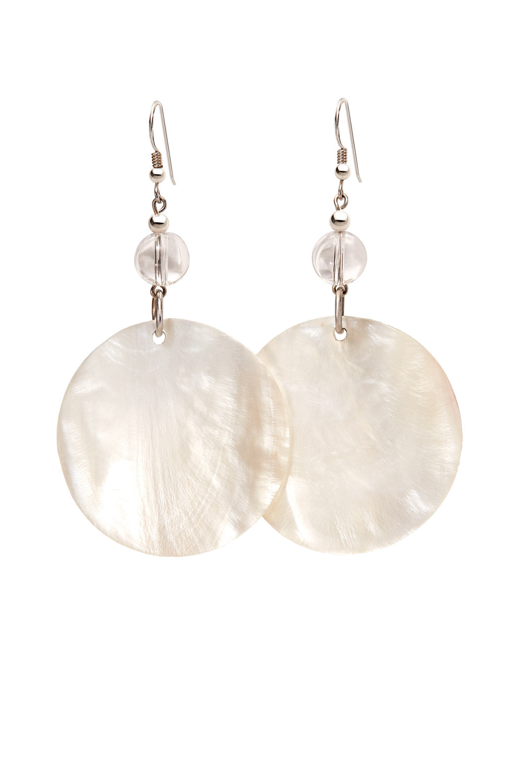 CRYSTAL QUARTZ SHIMMERING SHELL EARRINGS