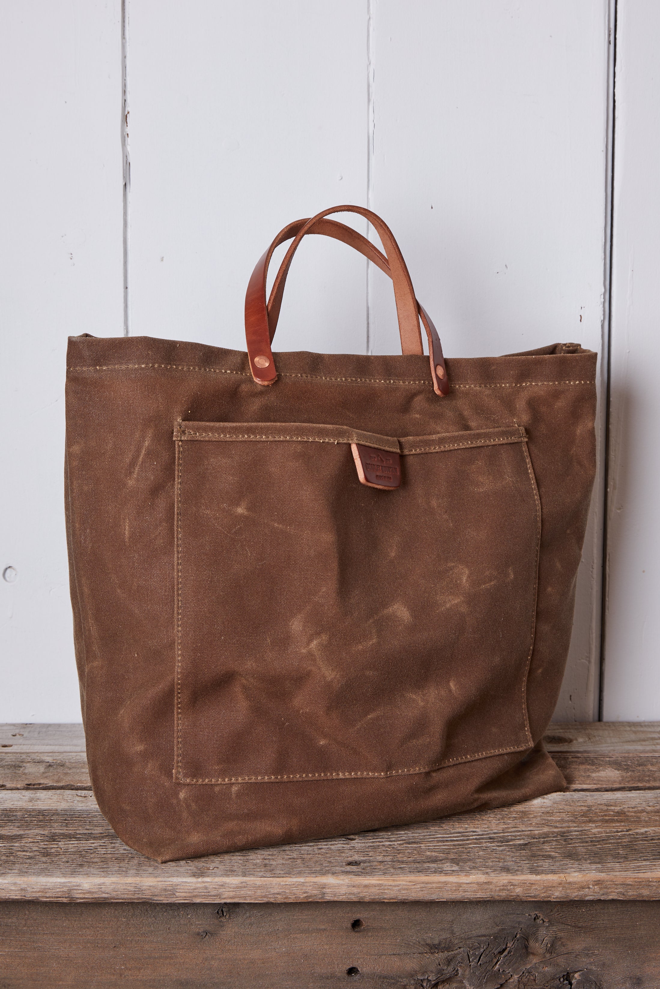 COAL WAXED BROWN CANVAS AND LEATHER TOTE BAG