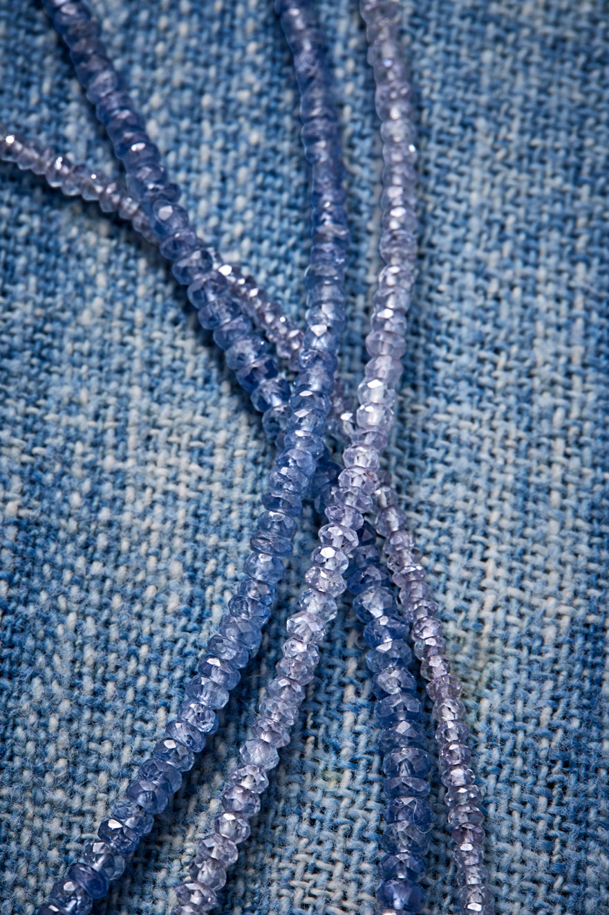 Double Stranded Shades of Blue Sapphire Choker Necklace