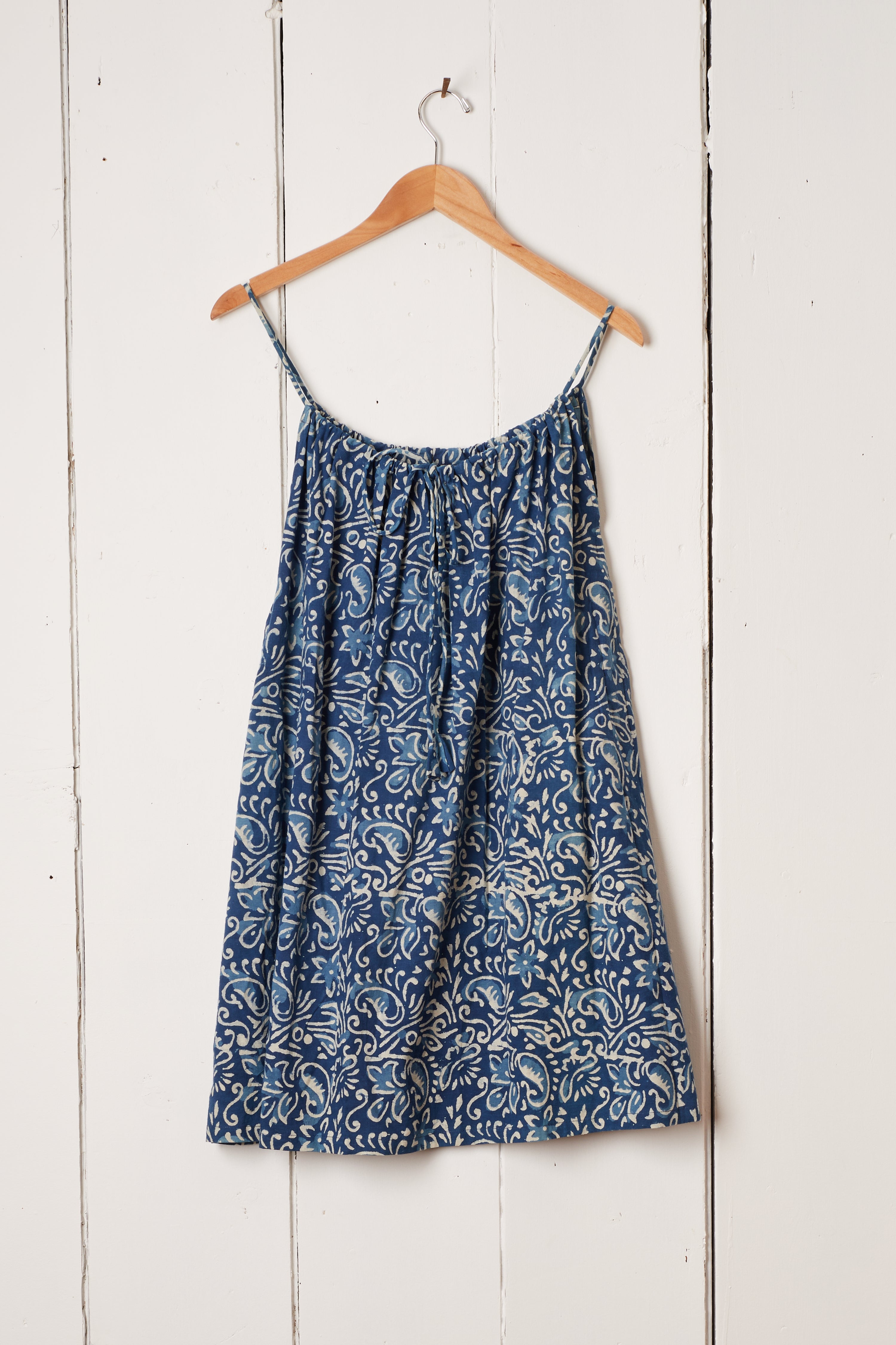 DEEP BLUE INDIGO FLORAL WAIKIKI DRESS