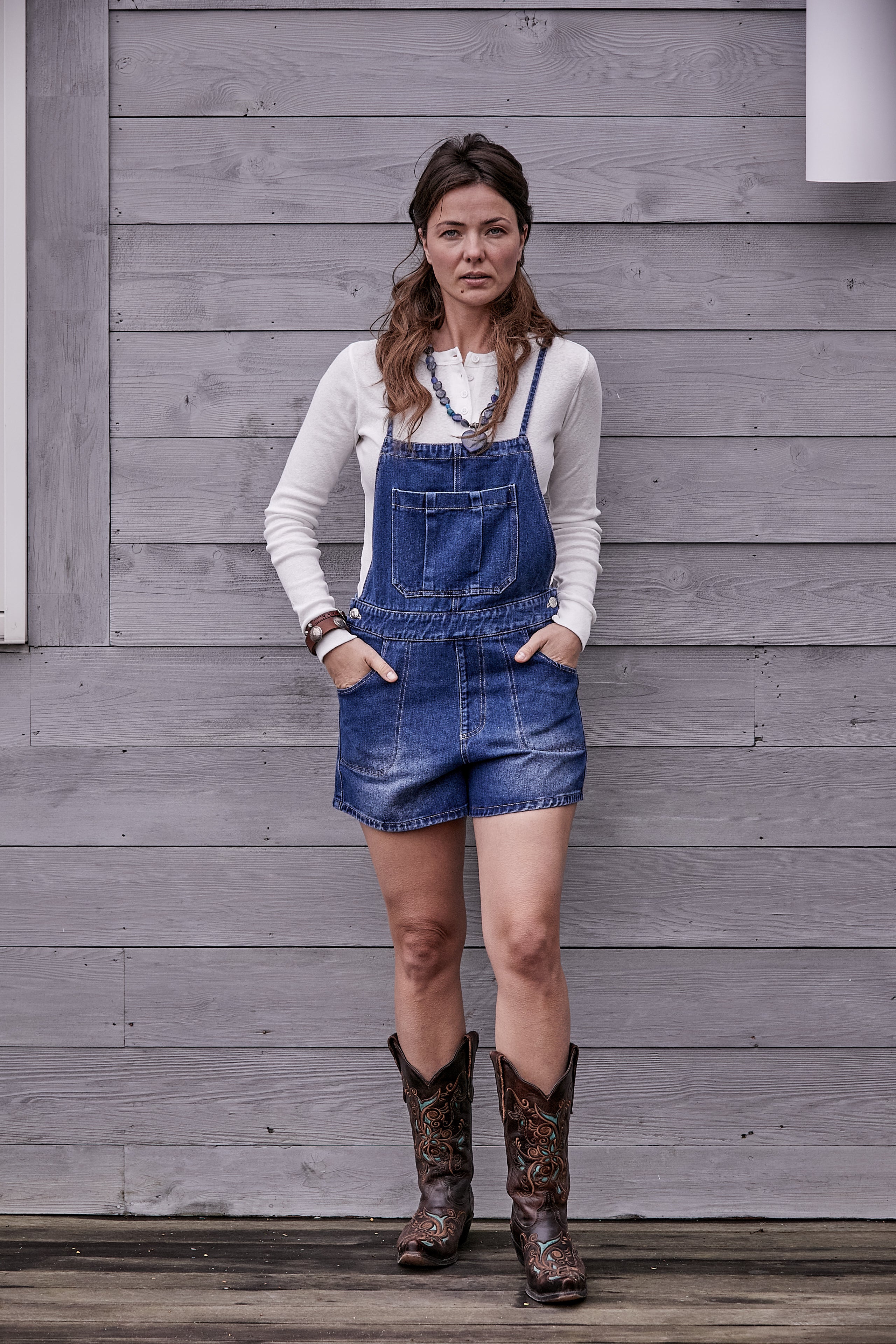 DENIM OVERALL SHORTS