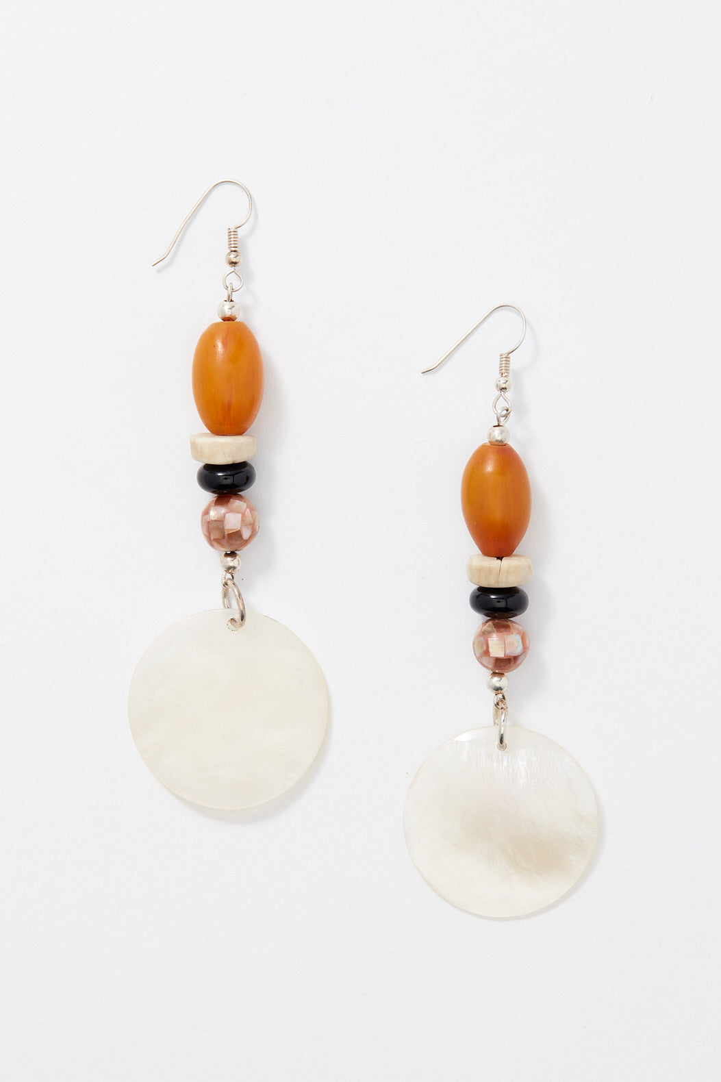 AMBER AND SHELL ISLAND GODDESS EARRINGS