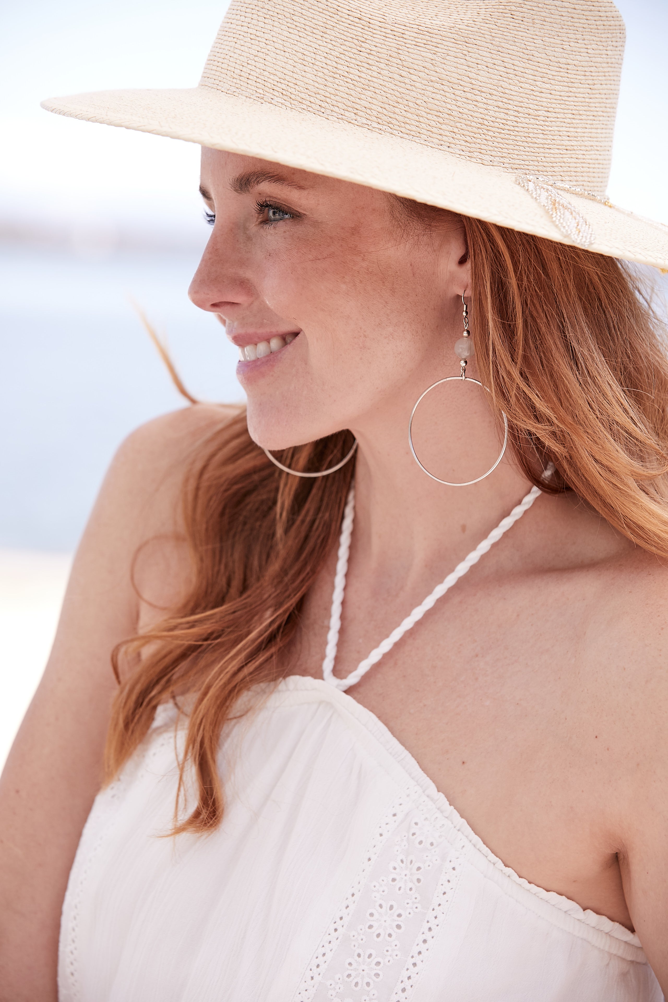WHITE EMBROIDERED LACE HALTER DRESS